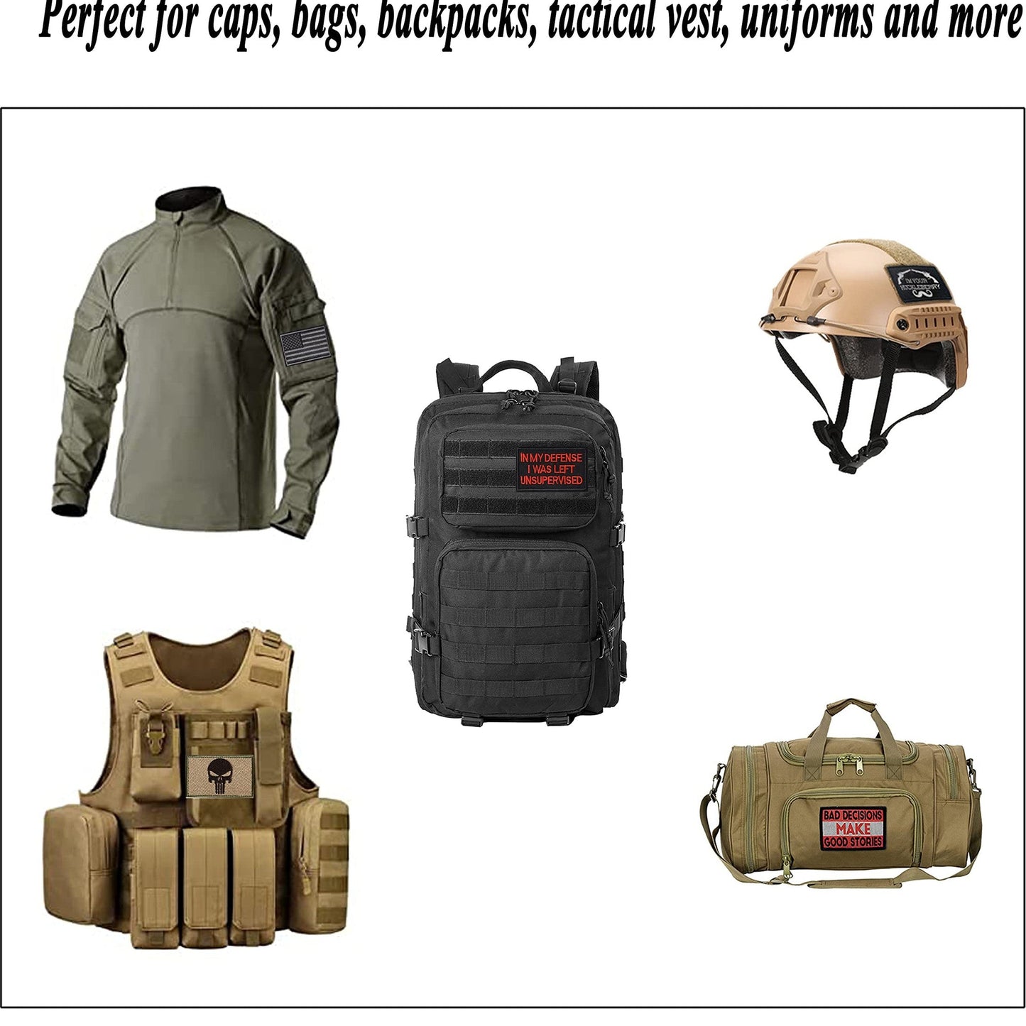 Harsgs 20 Pieces Random Tactical Morale Patch Bundle, Full Embroidery Loop and Hook Patches Set for Caps, Bags, Backpacks, Vest, Military Uniforms,Tactical Gears Etc - Medaid International