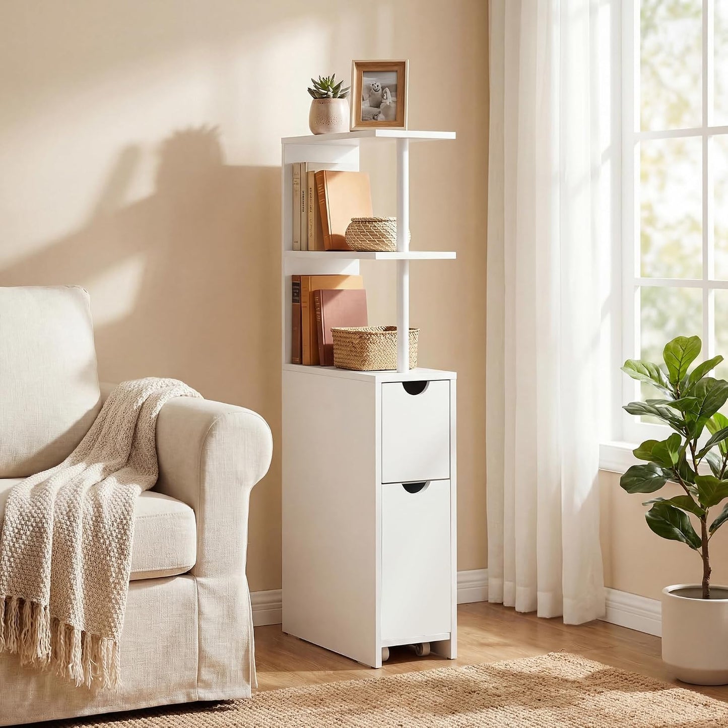 Bathroom Side Cabinet with Wheels