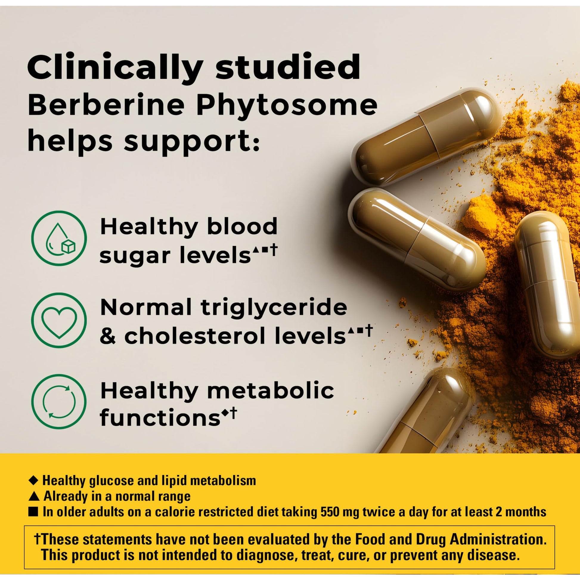 Nature Made Better Absorption Berberine Phytosome Capsules, 1100mg Per 2 Capsules Daily, Berberine Supplement for Cardiovascular Health Support, 60 Capsules, 30 Day Supply - Medaid International