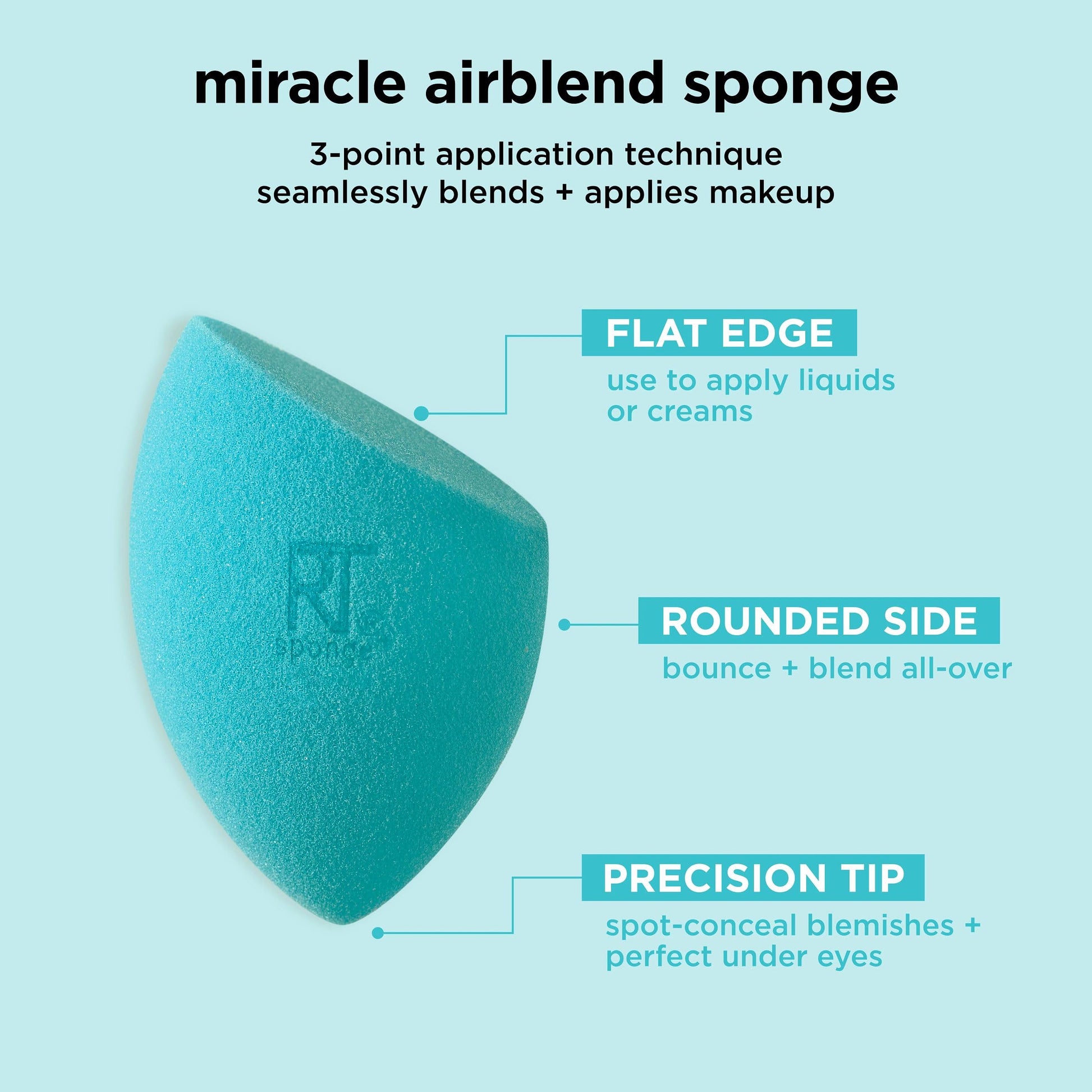 Real Techniques Miracle Airblend Sponge, Matte Makeup Blending Sponge, For Liquid, Cream, & Powder Products, Offers Medium To Full Coverage, Foundation Sponge, Latex-Free Foam, 1 Count - Medaid International