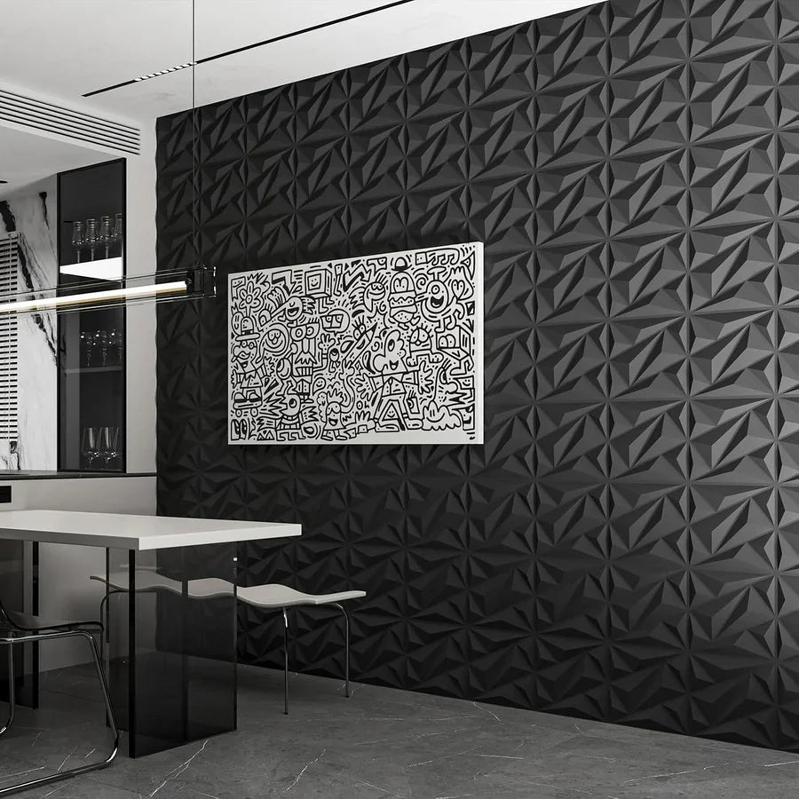 PVC 3D Black Diamond Wall Panels