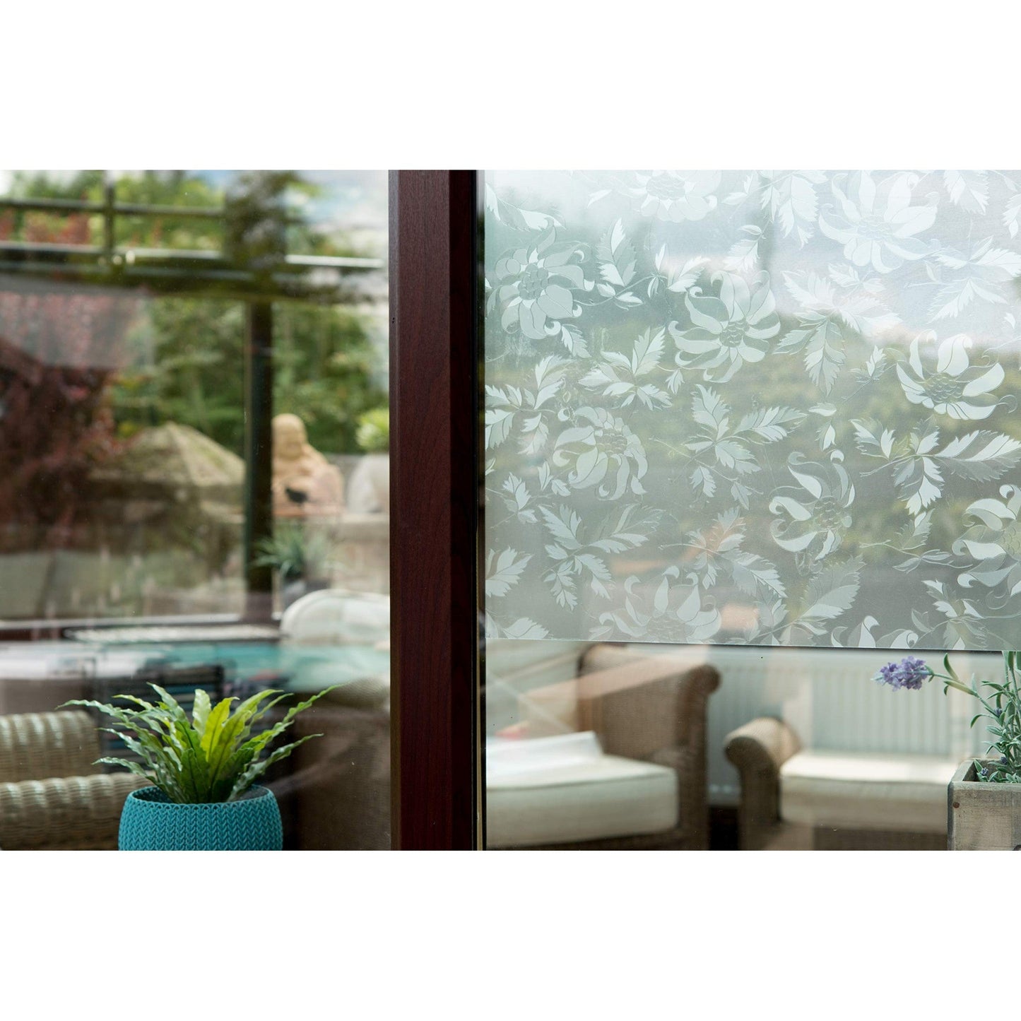d-c-fix 346-0464 Self-Adhesive Privacy Glass Window Film, Perennial/Damast, 17" x 78" Roll - Medaid International