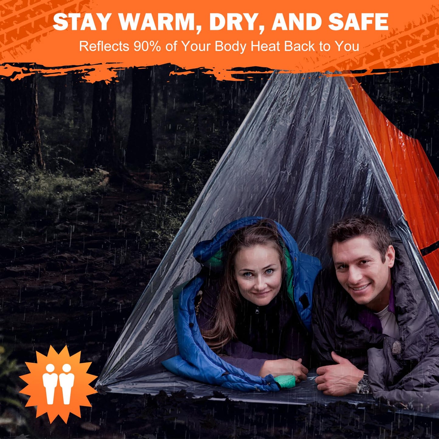 Life Emergency Tent Survival Shelter - 2 Person Mylar Emergency Shelter Tube Tent with Emergency Whistle & Paracord, All-Weather Survival Gear for Camping, Hiking & Survival Kits