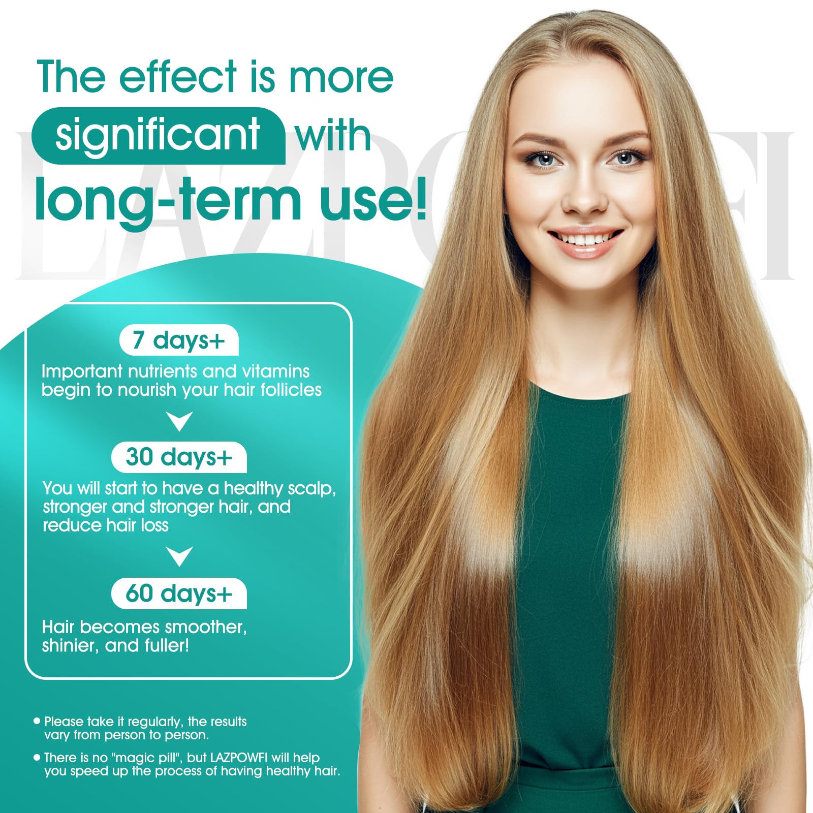 Lazpowfi Hair Growth Products, Biotin 10000mcg, 30-in-1 with Vitamin A, B3, C, D, E, Calcium, Hair Growth Supplement, Supports Hair & Nails Natural Growth Vitamins, for Women & Men - 30 Servings - Medaid International