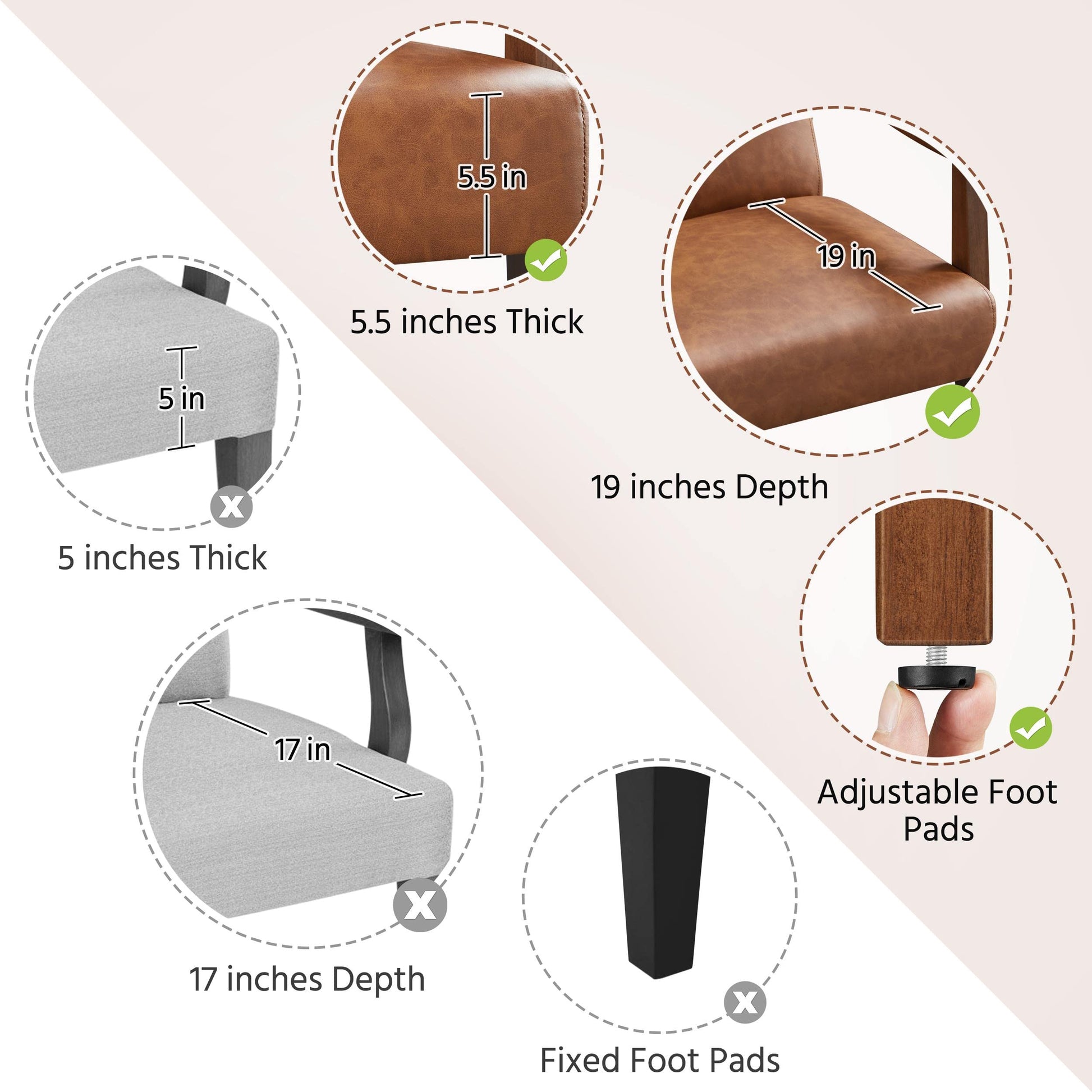 Yaheetech PU Leather Accent Chair, Mid-Century Modern Armchair with Solid Wood Legs, Reading Leisure Chair with High Back for Living Room Bedroom Waiting Room, Brown - Medaid International