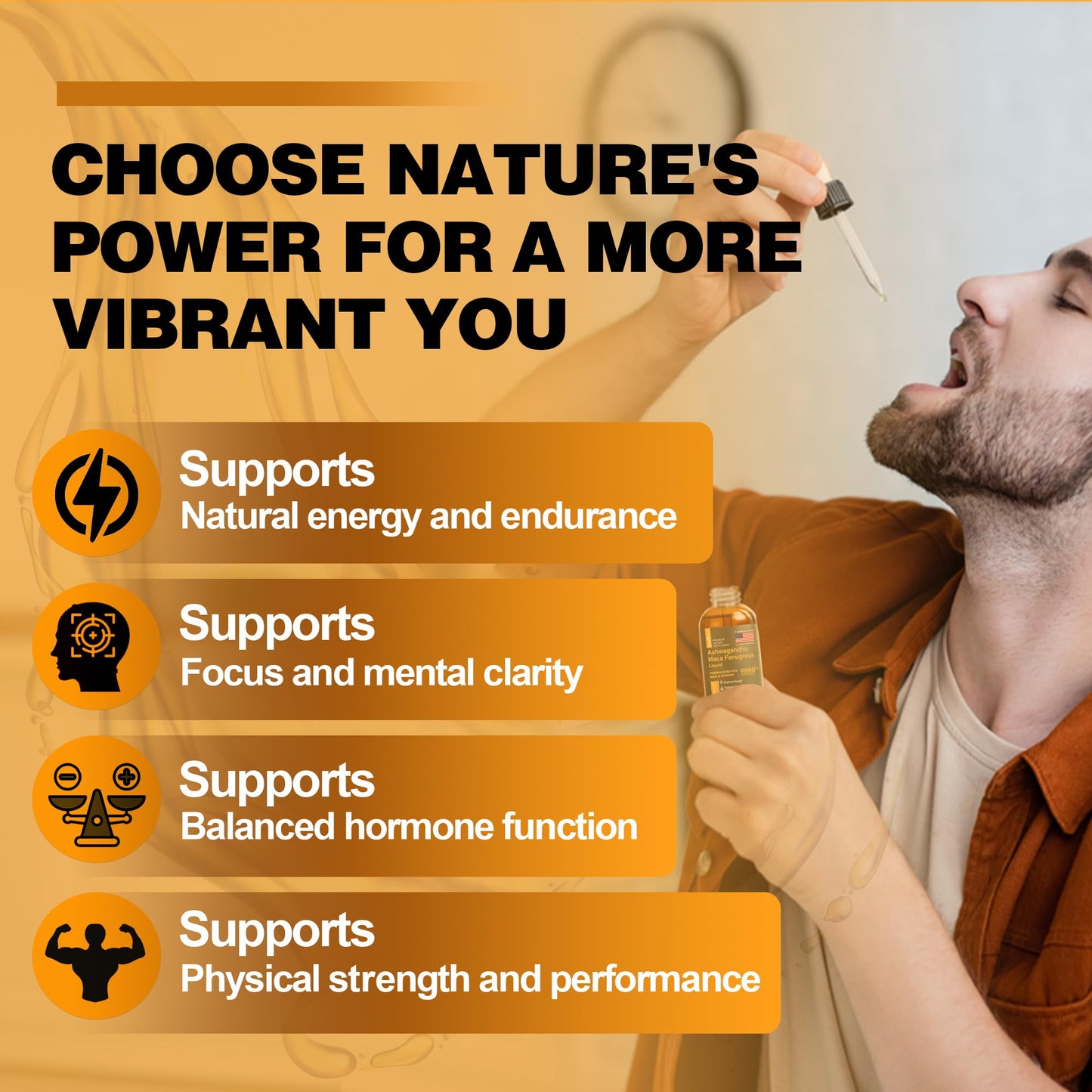Maca Root Liquid Drops with Ashwagandha and Fenugreek - 60 Day Servings - Focus, Energy and Performance - Liquid Multivitamin for Women and Men - Adapto Drive, Vegan Drops - Medaid International