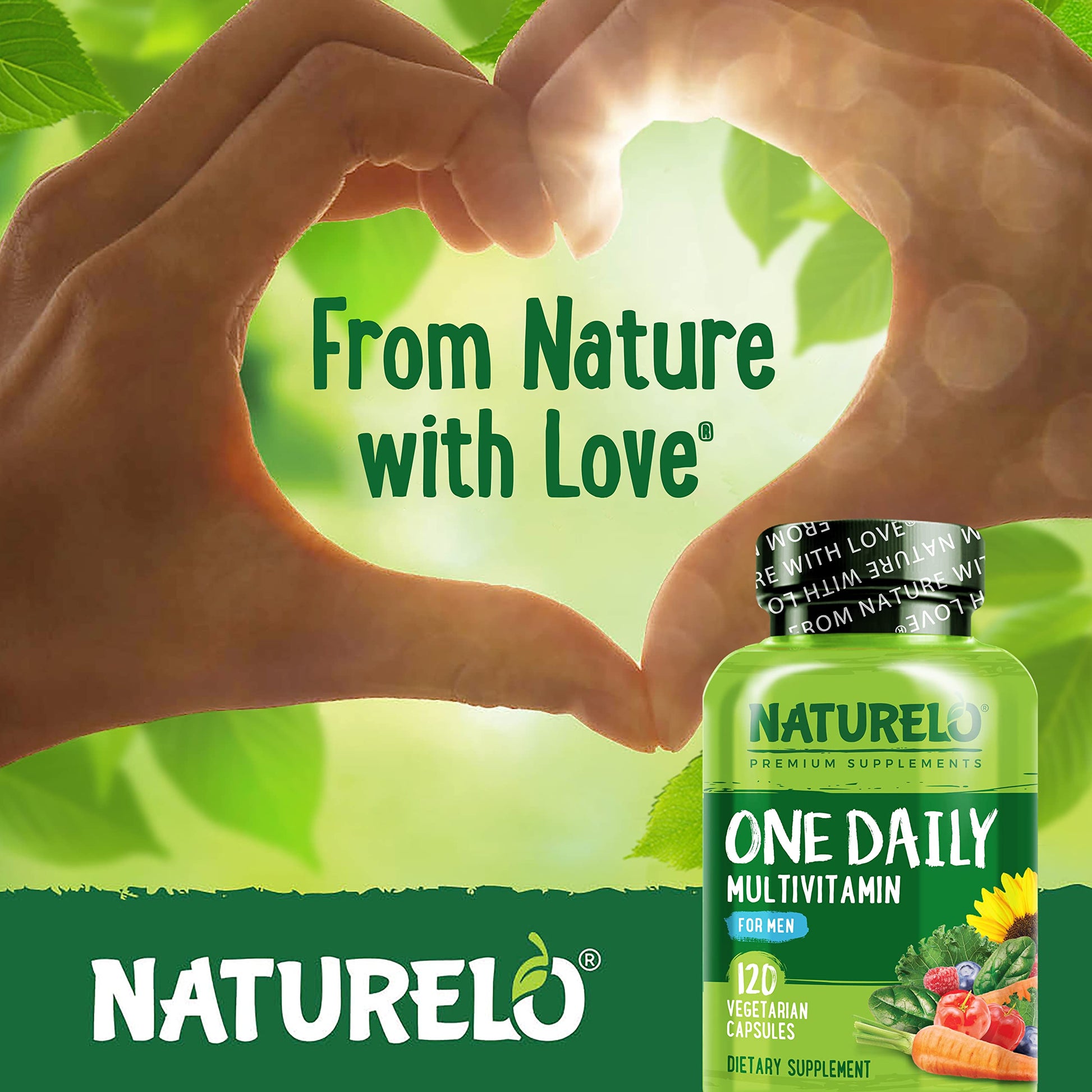 NATURELO Mens Multivitamins - One Daily Multivitamin for Men with Vitamins, Minerals & Organic Whole Foods, Boost Energy & Health, Non-GMO, 120 Vegetarian Capsules - Medaid International