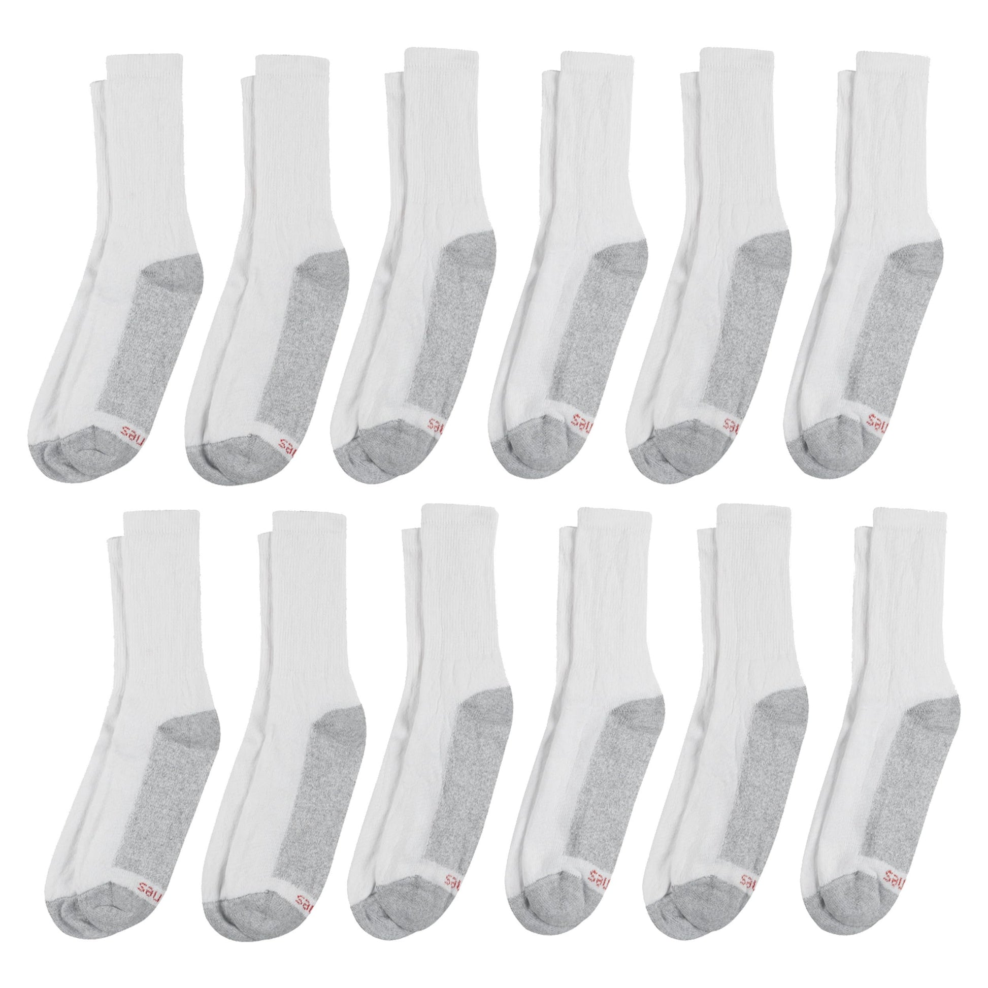 Hanes mens Double Tough Crew Socks, 12-Pair Pack fashion liner socks, White/ Grey Foot Bottom, 12-14 US - Medaid International