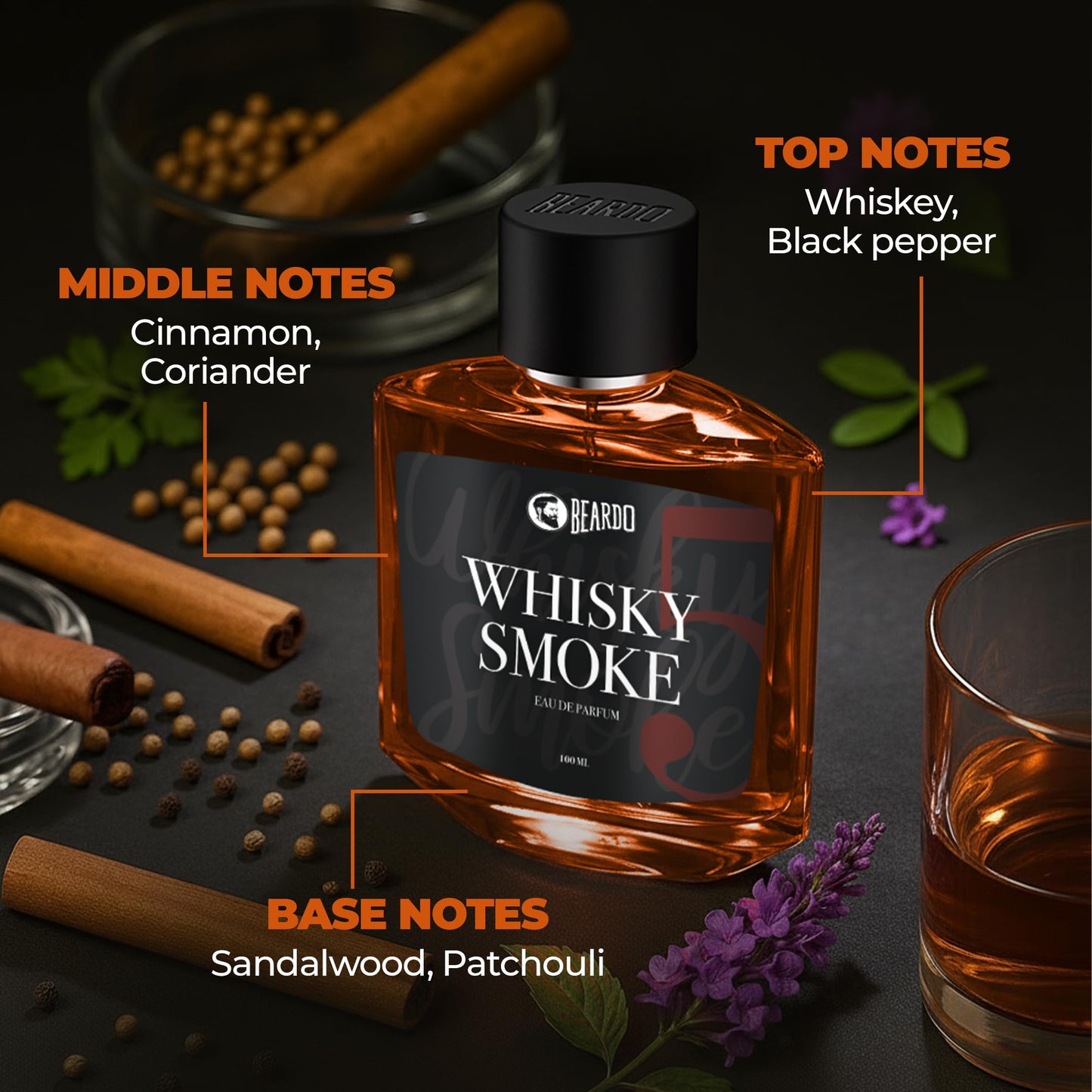 DOPICT Beardo Whisky Smoke Perfume for Men| Spicy, Woody - Oudh | Long Lasting Mens Perfume | Date night fragrance Body Spray for Men 100ml - Medaid International