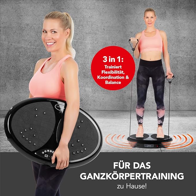 VITALmaxx Black Vibration Plate – 99 Levels, 10 Programs, Made in Germany