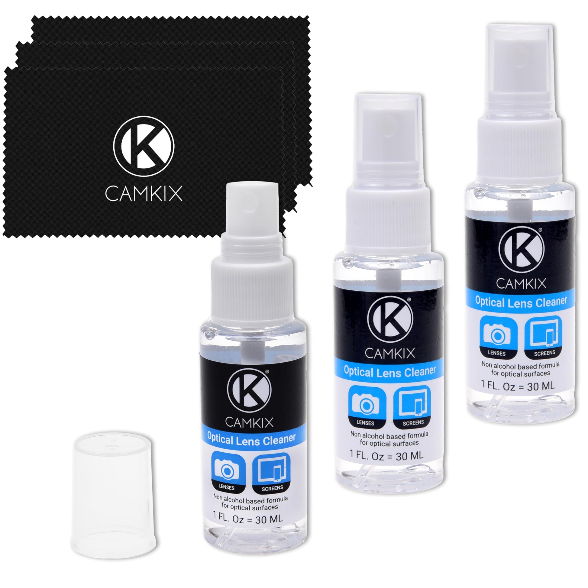 Lens and Screen Cleaning Kit - 3X Cleaning Spray, 3X Microfiber Cloth - Perfect to Clean The Lens of Your DSLR Camera (3 Bottles) - Medaid International