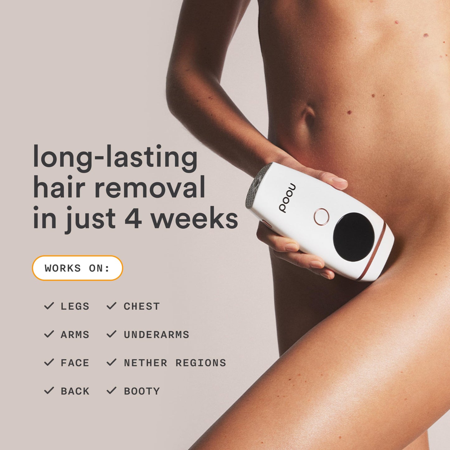 NEW Flasher 2.0 by Nood, IPL Laser Hair Removal Device for Men and Women, Pain-free and Permanent Results, Safe for Whole Body Treatment - Matte Black - Medaid International