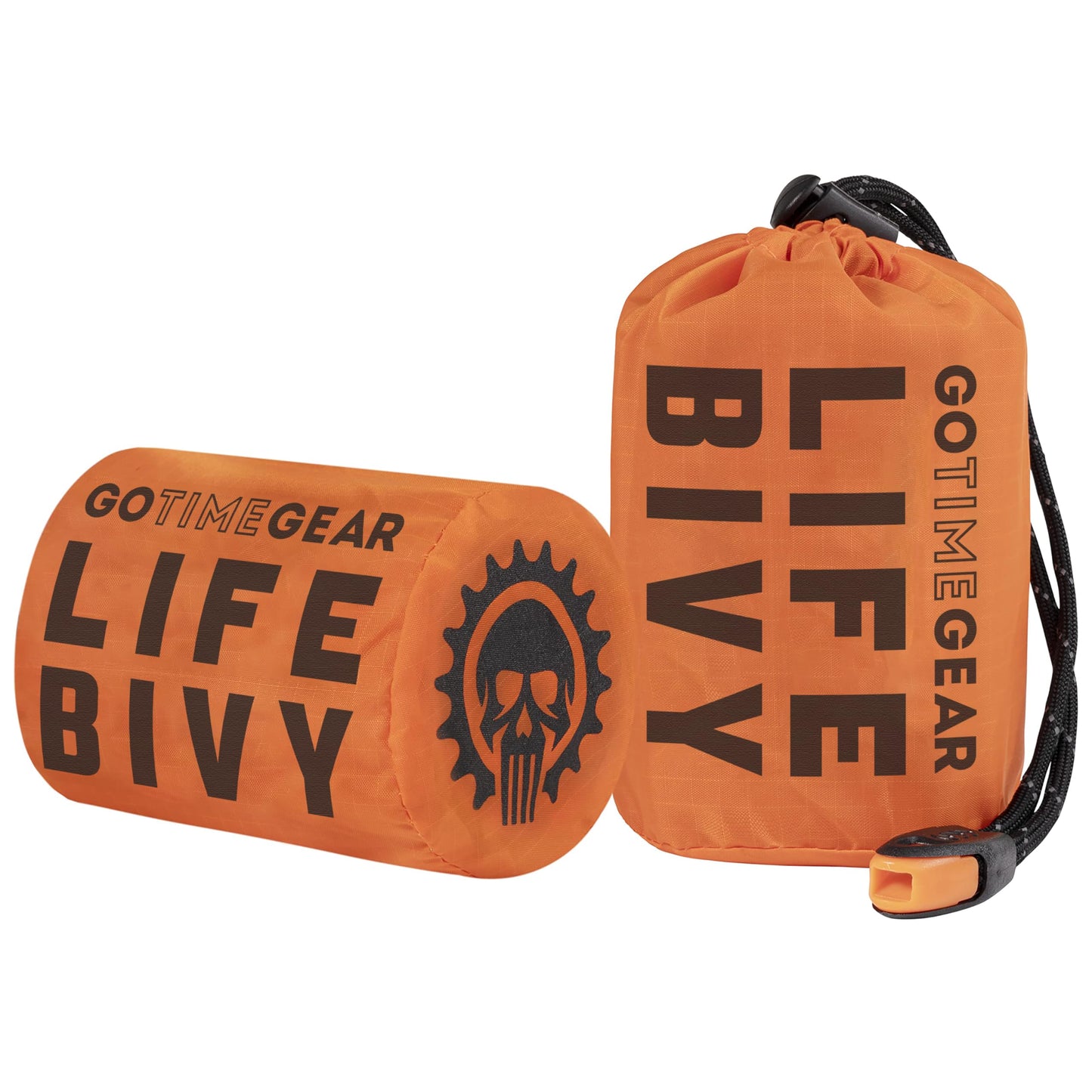 Go Time Gear Life Bivy Sleeping Bag - Reflective Thermal Blanket for Survival Gear - Waterproof Emergency Shelter for Camping Gear - Ultra Compact Bivy for Backpacking & Go Bag - Pack of 2, Orange