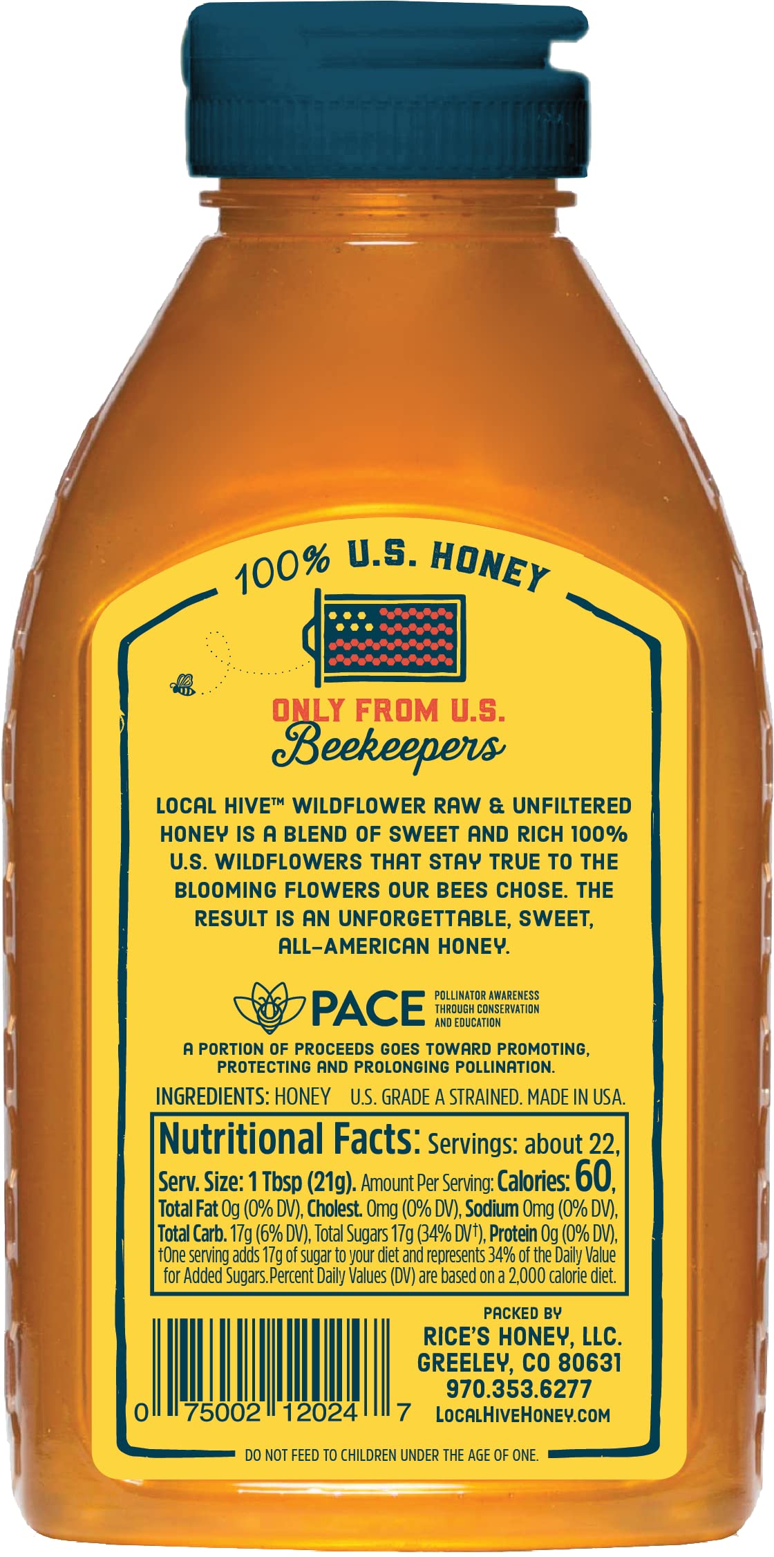 Local Hive Wildflower Raw Unfiltered Honey – 16oz, 100% Pure US Honey, Sourced from American Bees and Beekeepers - Natural Sweetener, Ideal for Tea, Baking, and Cooking - Medaid International