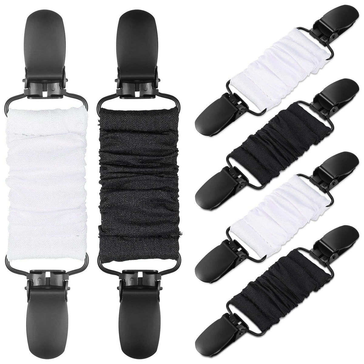 TERRIFI 6 Black Tie Clips - Elastic Cinch Clips Dress Clips Clothes Tightening Clip for Fit on Shirts, Dresses, Ideal for Men, Women, and Kids