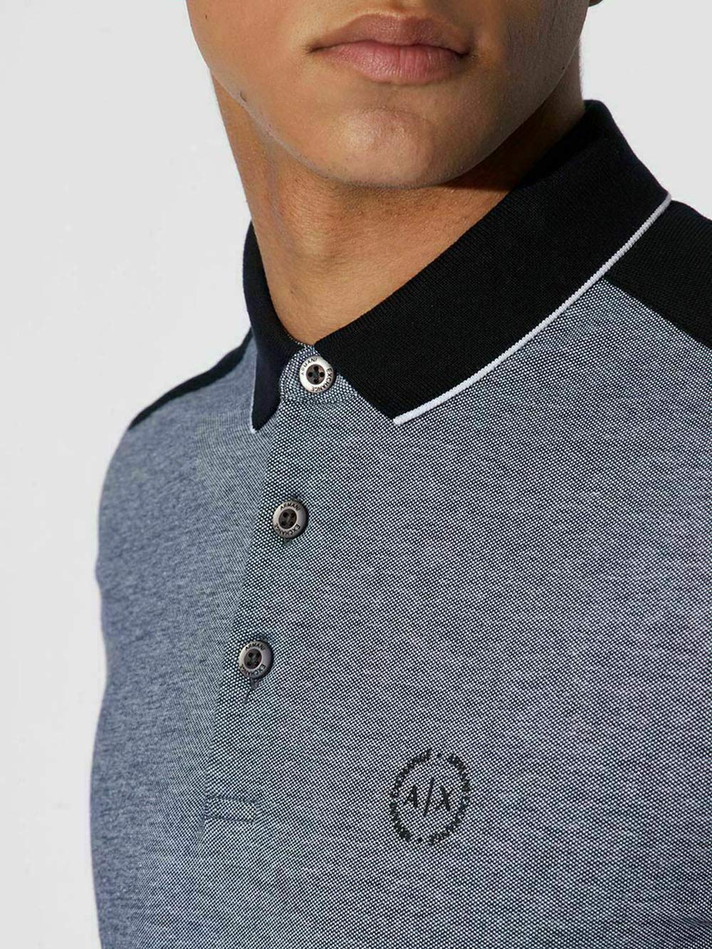 A|X ARMANI EXCHANGE mens With Stripes Polo Shirt, Navy, XX-Large US - Medaid International
