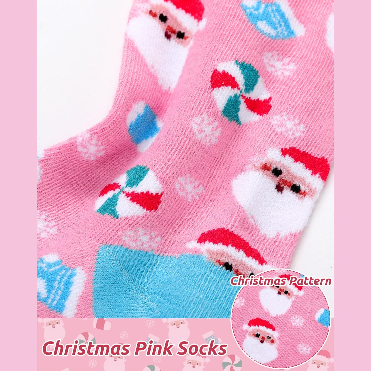 Croloose 10 Pairs Pink Christmas Socks for Women Bulk Fun Xmas Crew Socks Holiday Gift for Stocking Stuffer Party Favors (Multicolor Style) - Medaid International