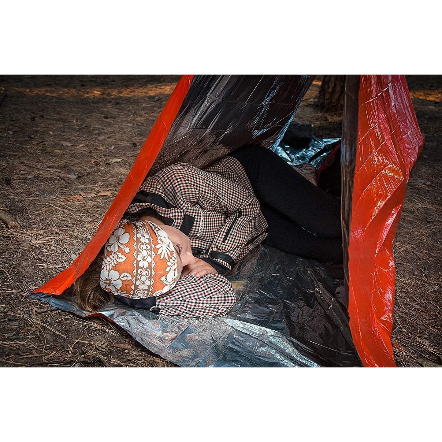 Emergency Shelter Emergency Tube Tent Survival Tarp - Rescue Gear - Emergency Kit - Reflective Mylar Survival Tent – Includes Whistle, Compass and Survival Hook Hiking Supplies Kit Camping Essentials