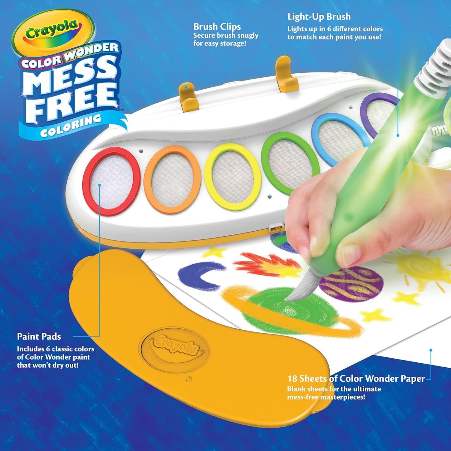 Original Crayola Color Wonder Magic Light Brush, Magic Brush for Stain-free Painting, Gift Idea for Children