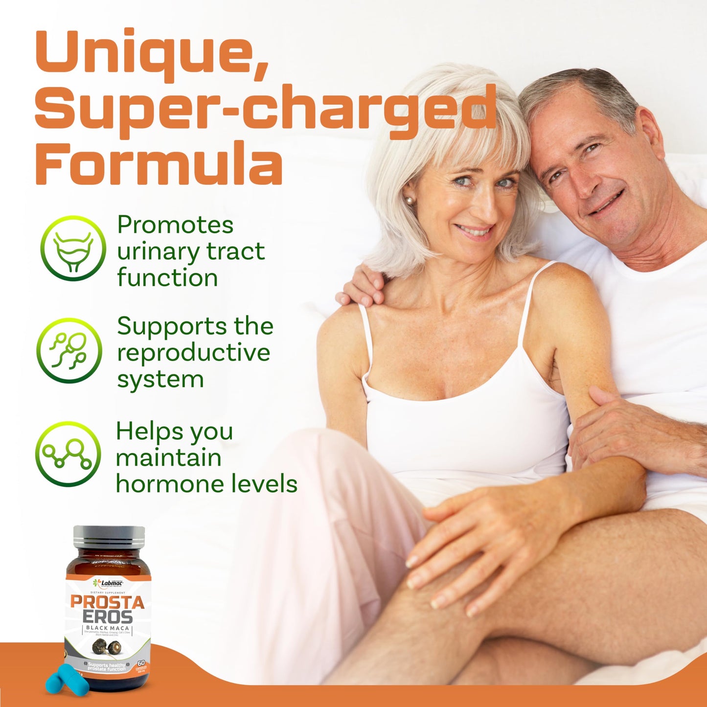 Prosta Eros - ProstaEros- Prostate Support Supplement - 7 Natural Ingredients- Black Maca, Saw Palmetto, Mashua, Cat's Claw, Gingseg, Black Nettle and Zinc. Capsules 60 Count (Pack of 1) - Medaid International