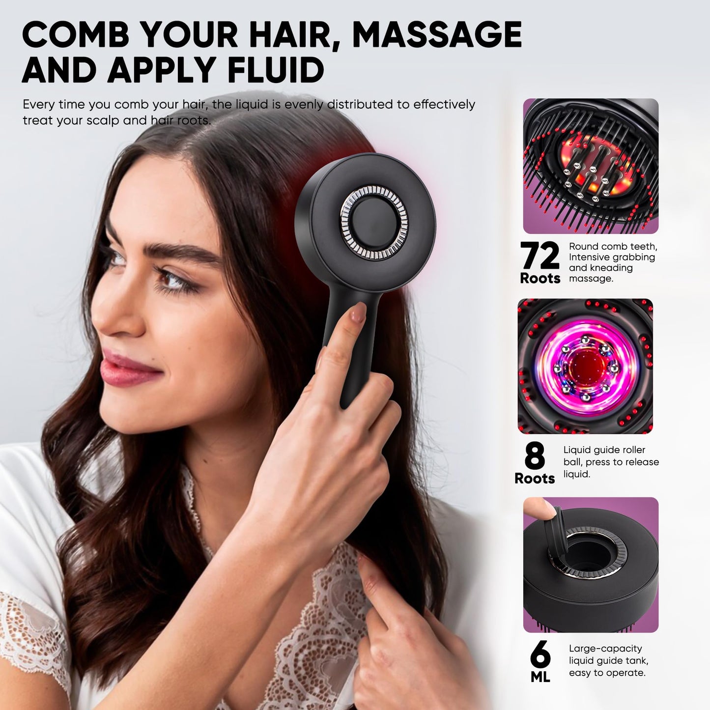 3 in 1 Scalp Massager Hair Growth Hair Oil Applicator,Electric Scalp Brush for Home,IPX7 Waterproof Electric Head Massager - Medaid International