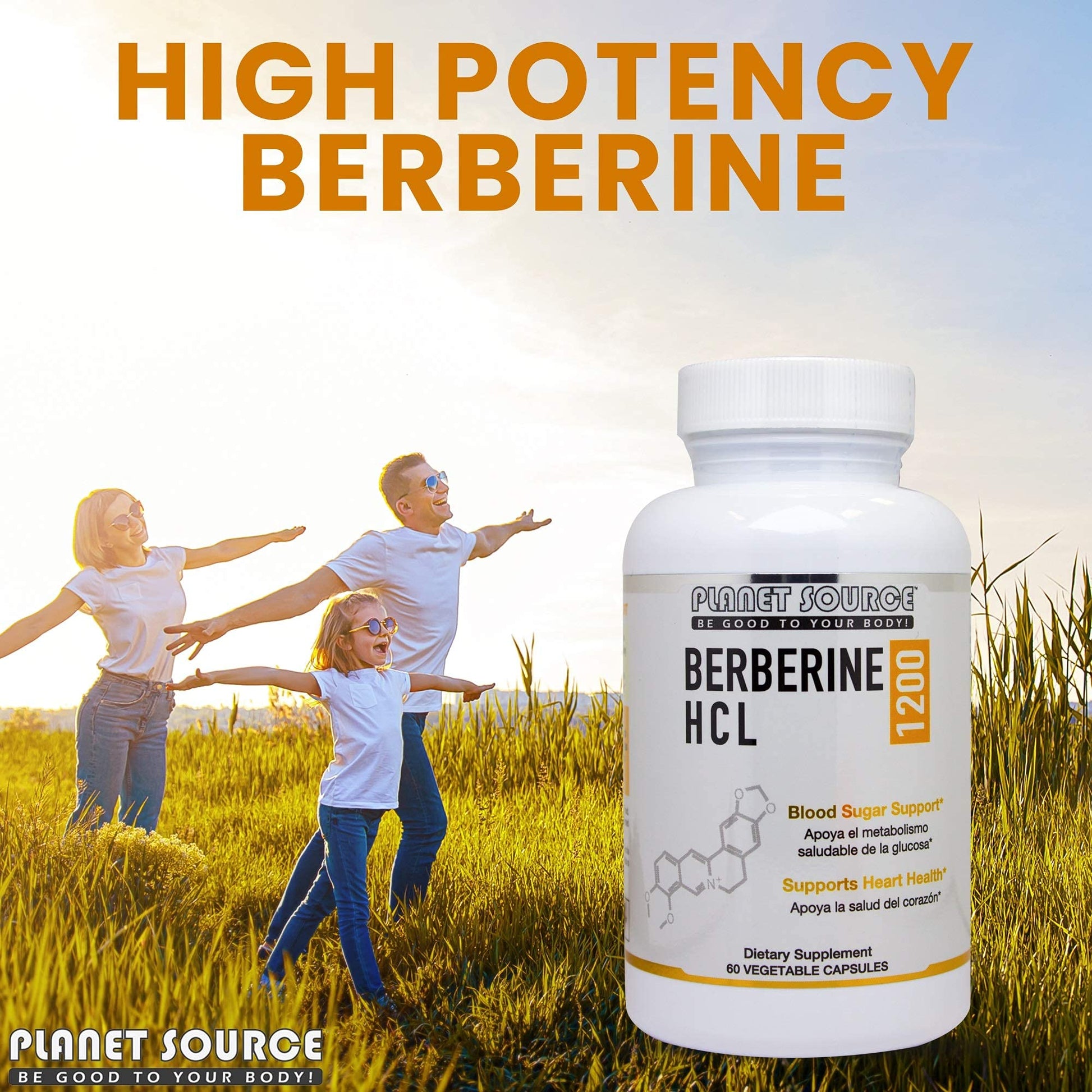Planet Source Berberine HCl 1200 Mg per Serving 60 Capsules - Medaid International