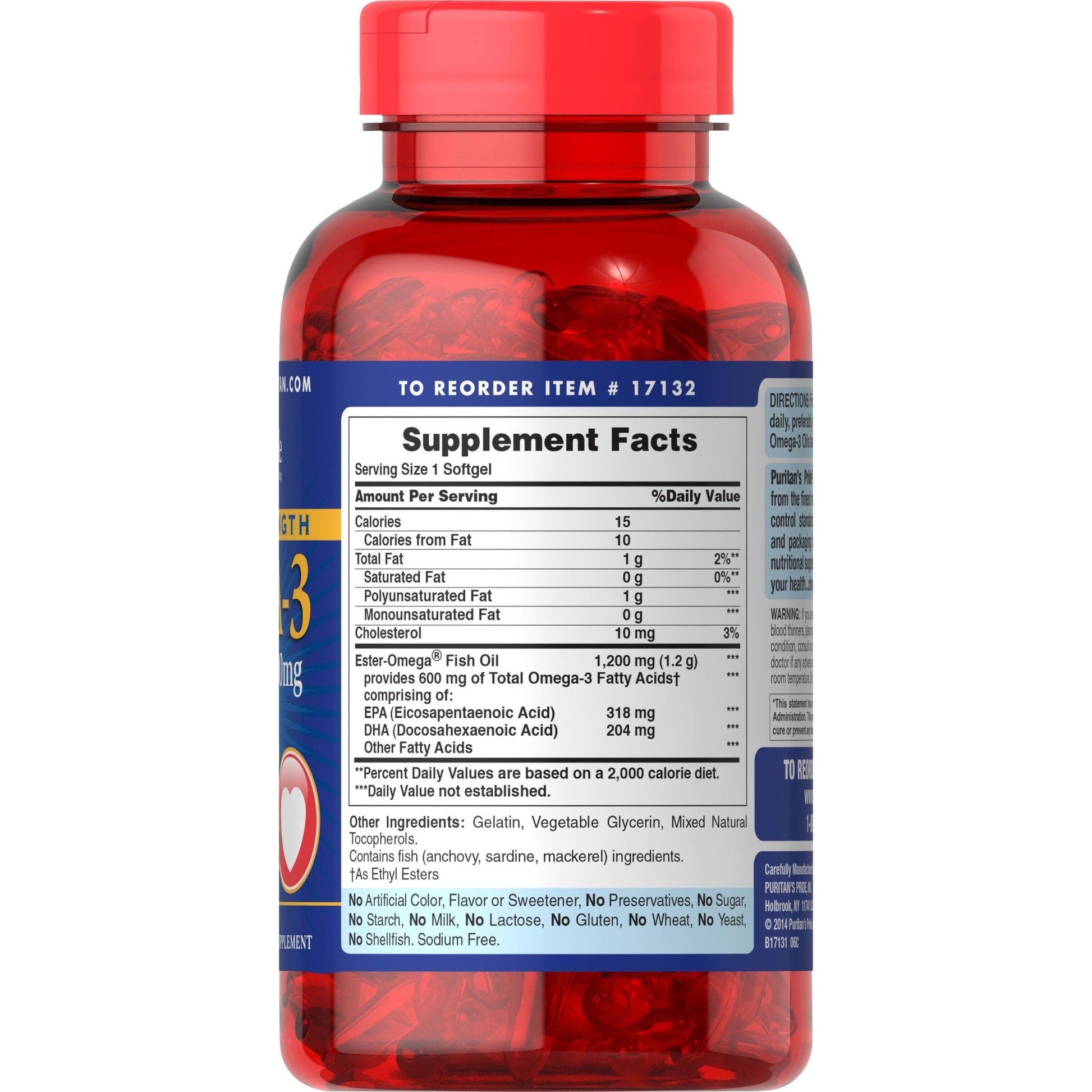 Puritan's Pride Omega-3 Fish Oil 1200 Mg, 180 Count - Medaid International