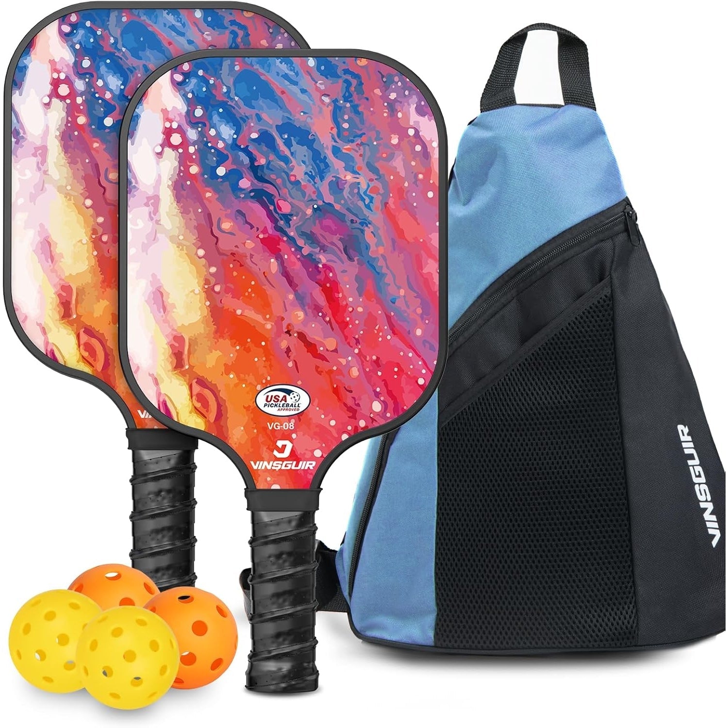 VINSGUIR Pickleball Paddles, Fiberglass Pickleball Paddles Set of 2, Lightweight Pickleball Rackets with Pickleball Carrying Bag, Pickleball Gifts for Beginners & Pros - Medaid International