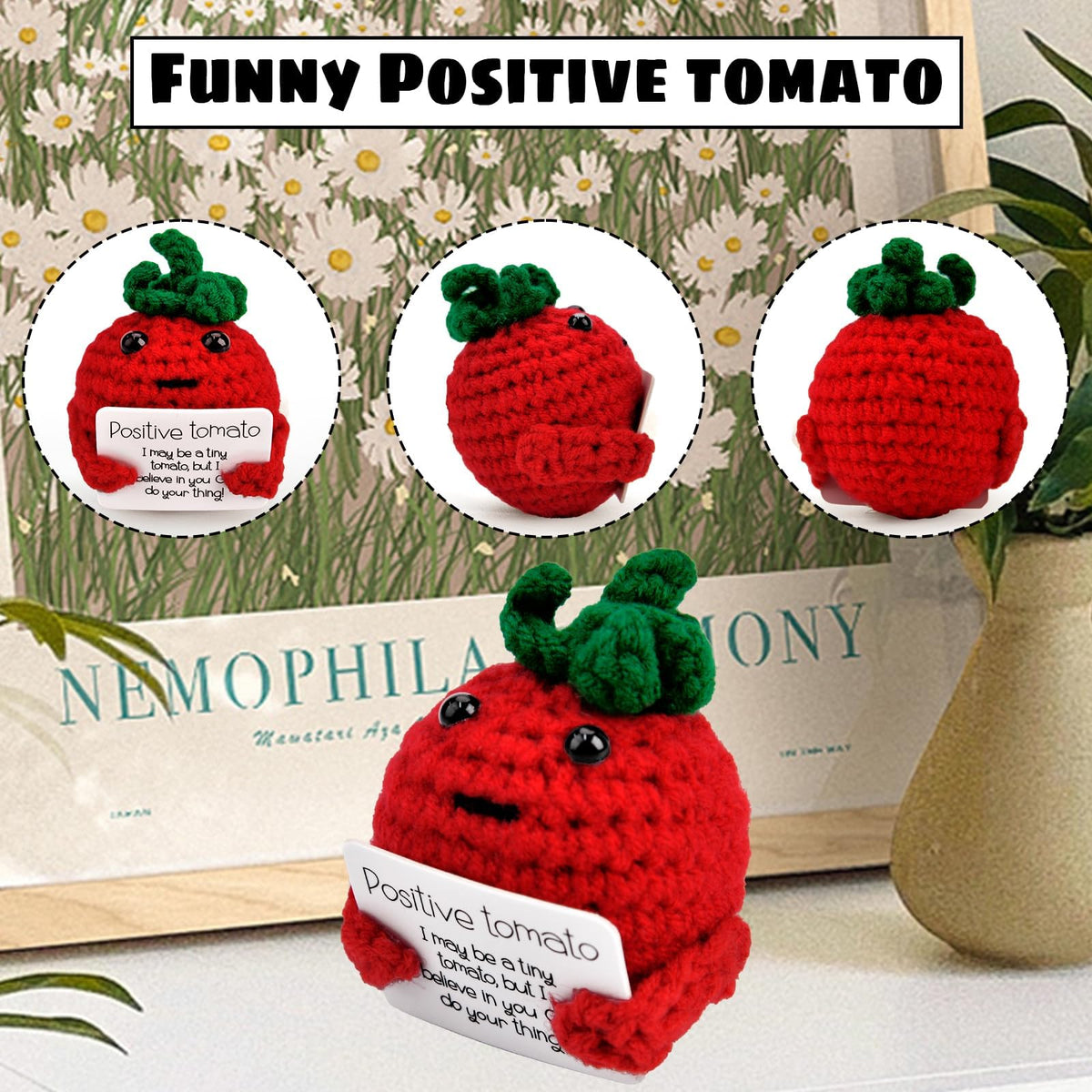 Terrifi Positive Potato Doll, Crochet Wool Good Luck Gifts, Pocket Hug Gift, Funny Knitting With Card, For Friends Party Birthday Decoration