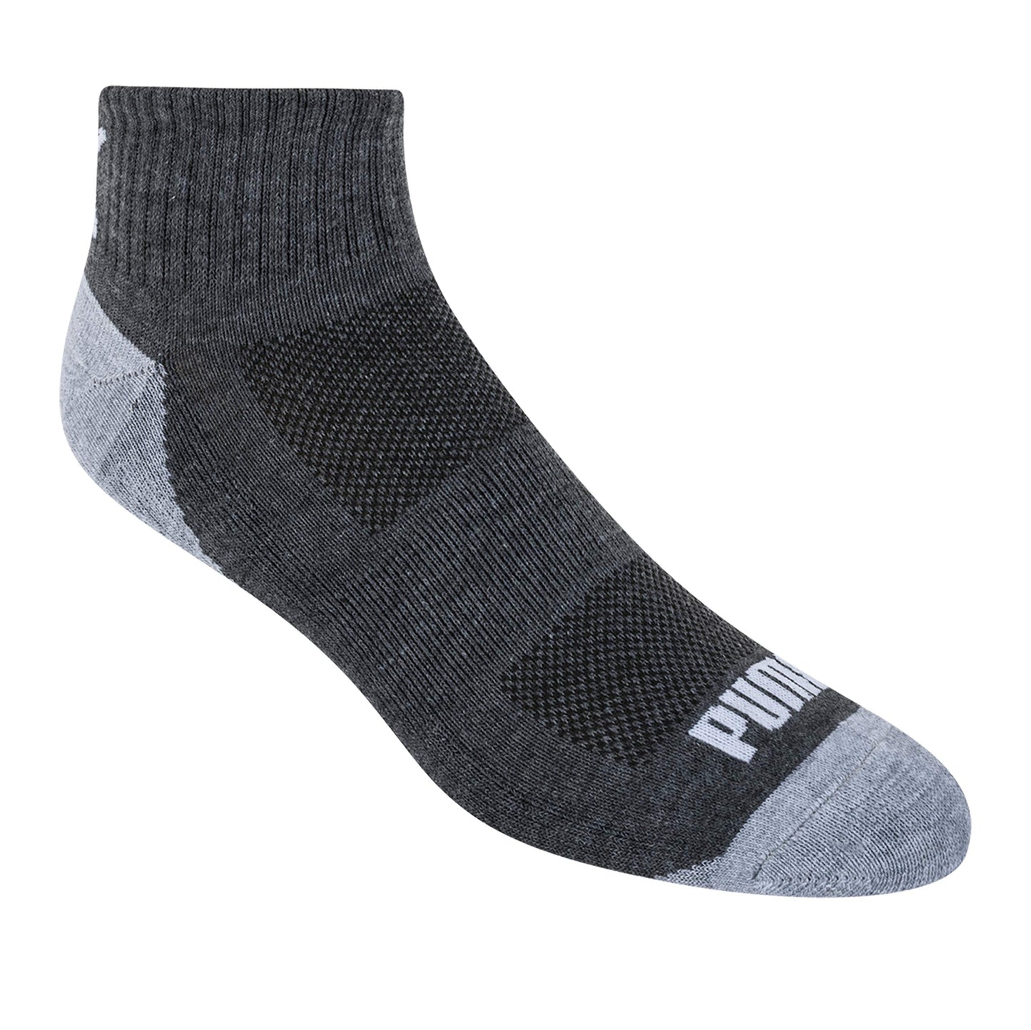 PUMA Socks Mens Quarter Cut Socks, Black/Grey, Sock Size:10-13/Shoe Size: 6-12 (Pack of 6) - Medaid International