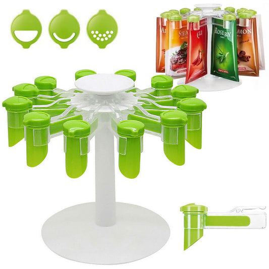 Rotating Spice Organizer Gripper Condiment Clips