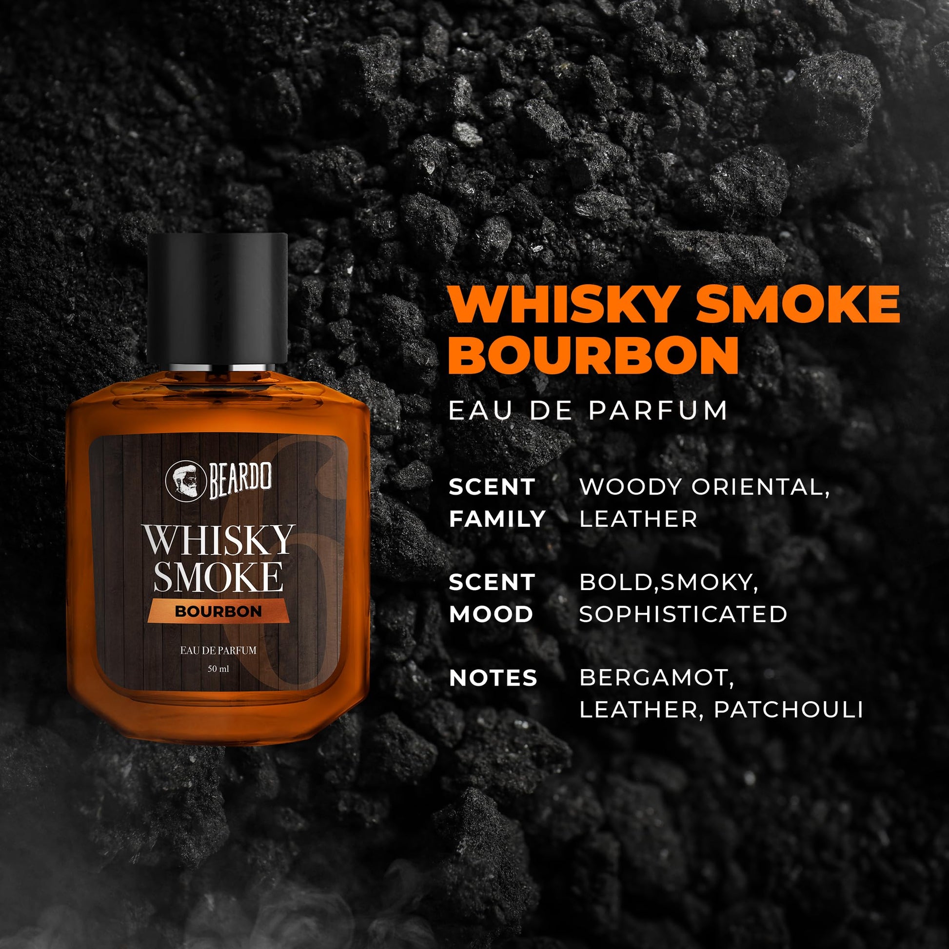 Beardo BOURBON Whisky Smoke Perfume for men, 50ml | Oriental, Woody, Leathery | Long Lasting Mens Perfume | Best Date Night Fragrance Body Spray for Men |Valentines day gift for husband | Gift for - Medaid International