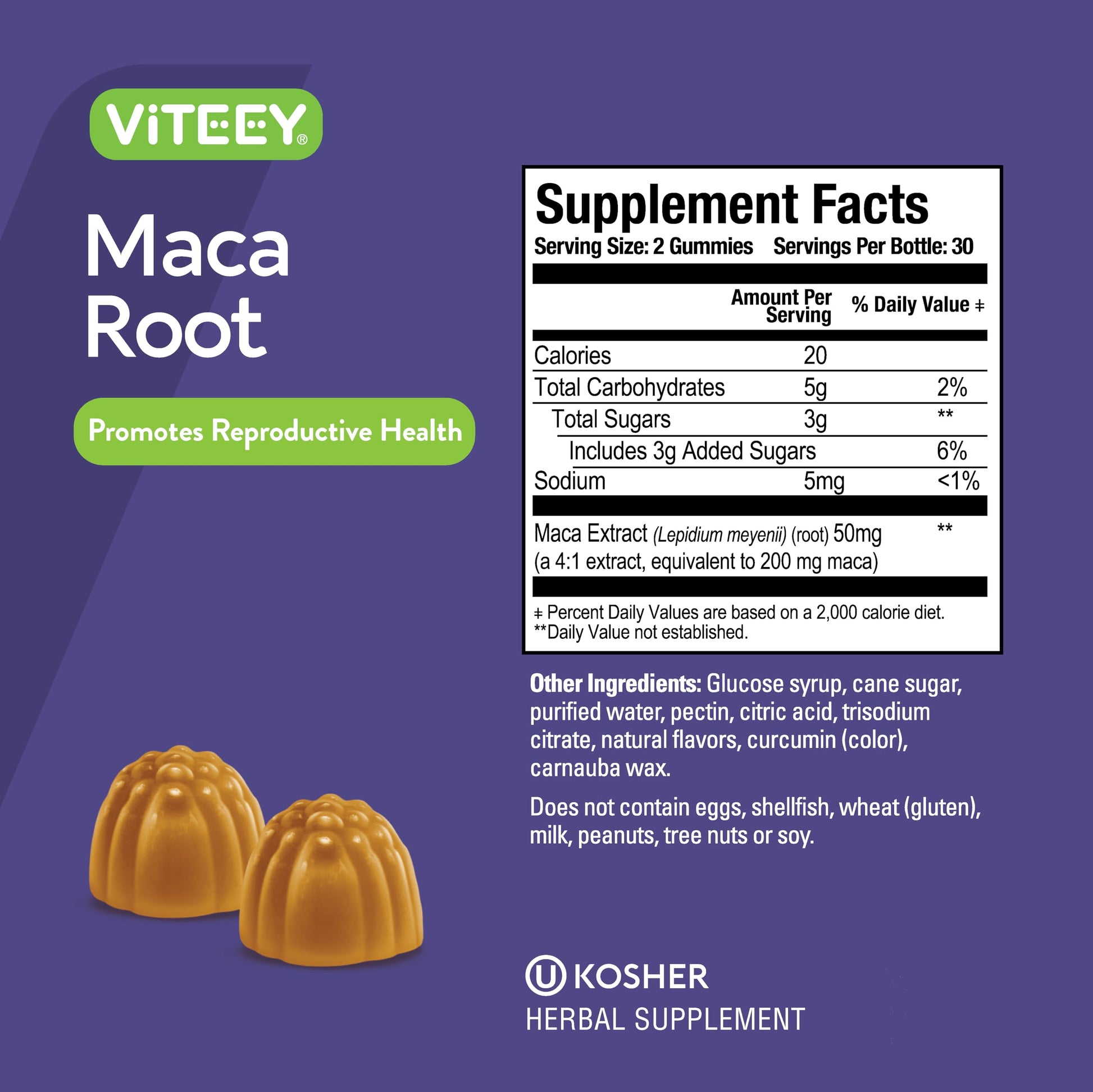 Viteey Black Maca Root Gummies - Drive, Passion & Energy Support - Black Maca Root for Men & Women - Vegan, Gluten Free - 120 Count - Medaid International
