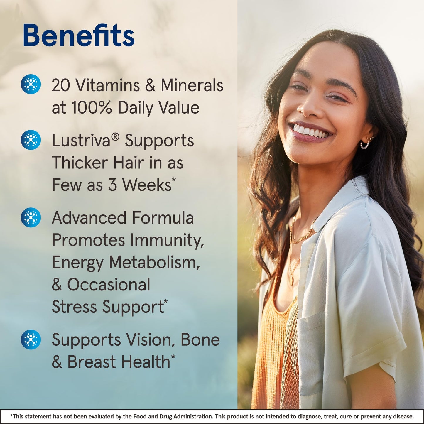 Jarrow Formulas Women's Multi+ Lustriva Hair Growth for Women, Vitamin A, D, Zinc & Lutein, 60 Tablets, 30 Day Supply - Medaid International