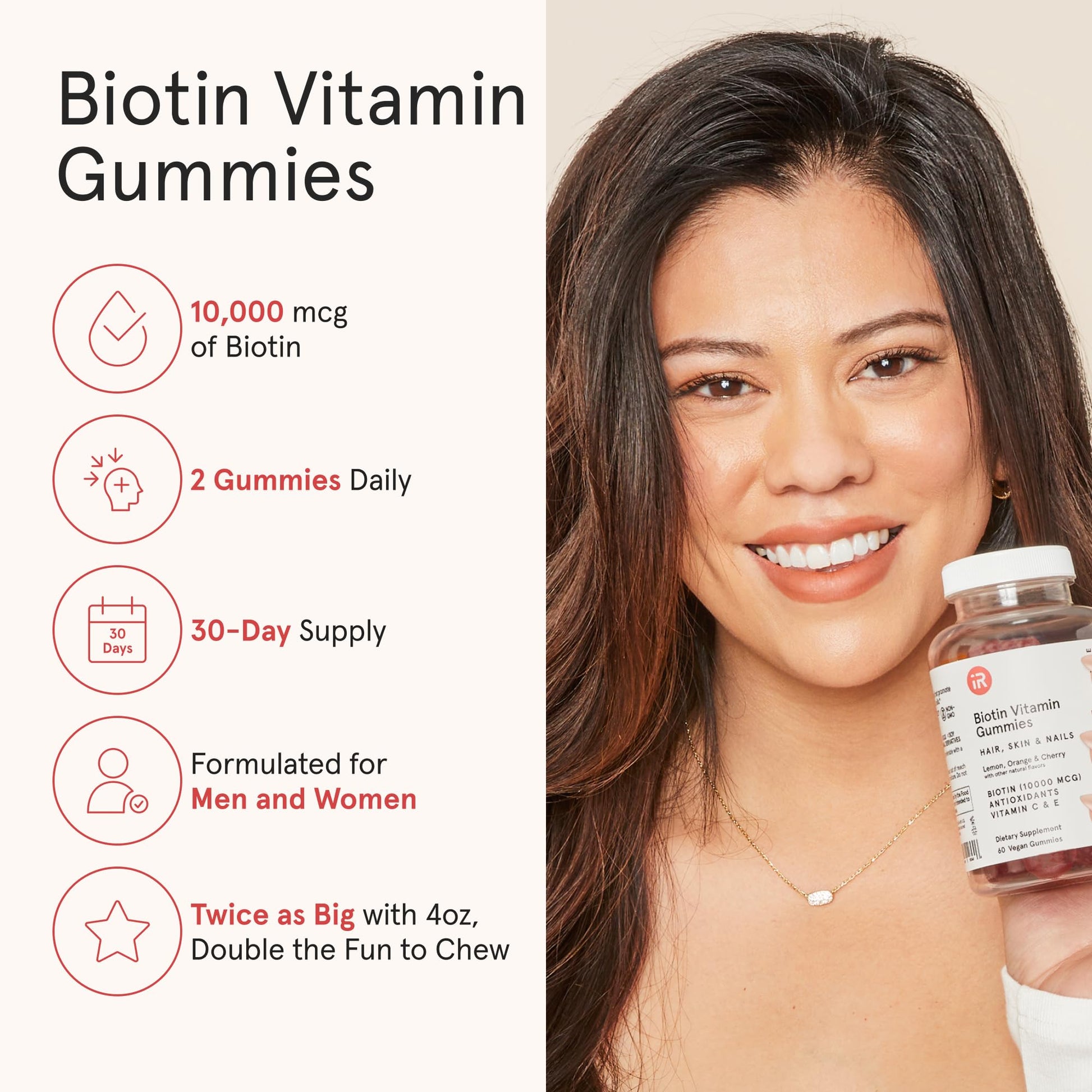 iRestore Hair Gummy Vitamins, Vegan Biotin Gummies for Hair Skin and Nails Gummies, Hair Gummies, Biotin Gummies for Hair Growth Biotin Vitamins Hair Vitamins Gummies for Women & Men, Biotin 10000mcg - Medaid International