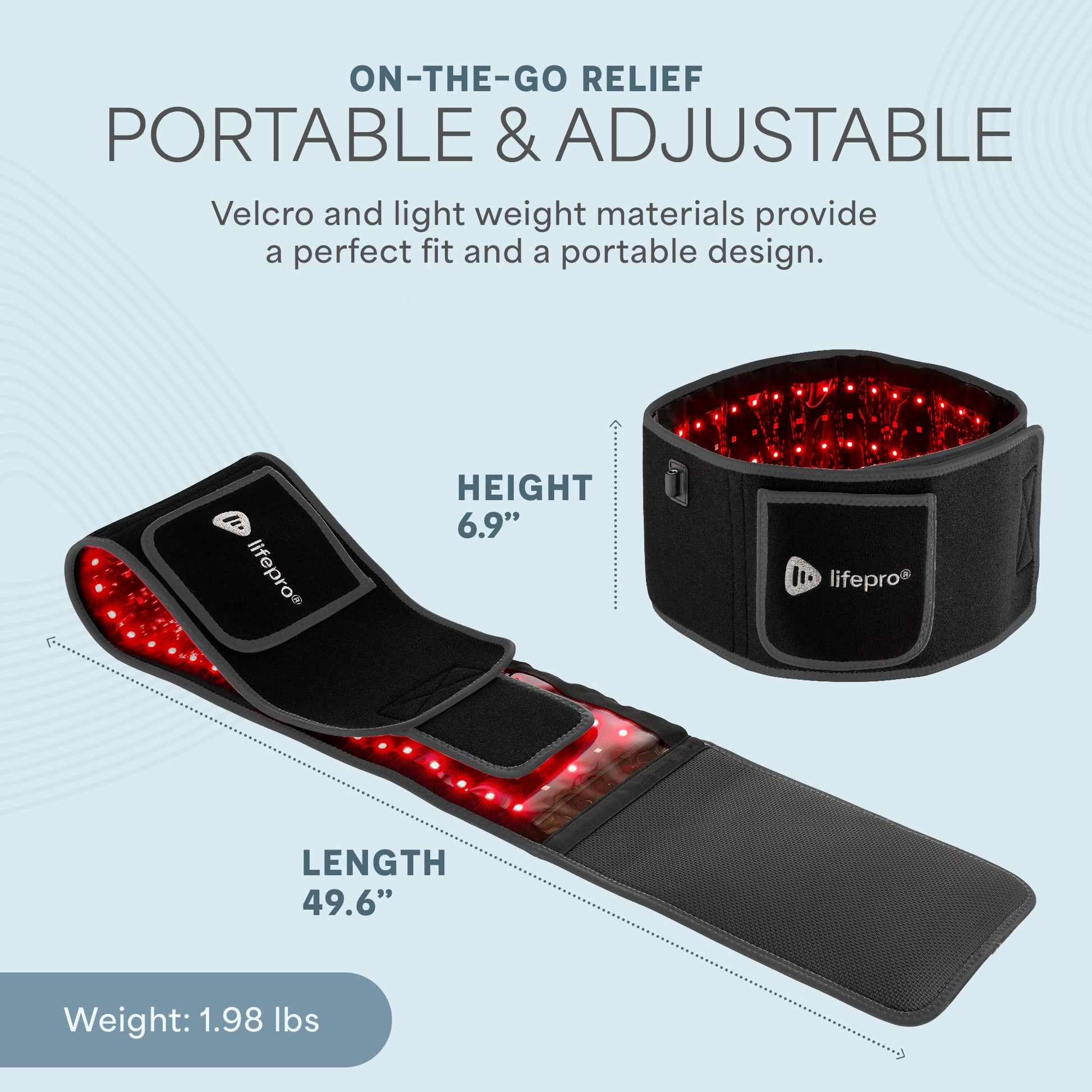Lifepro Red Light Therapy Belt - Near Infrared Light Therapy & Red Light Therapy for Muscle Pain, Inflammation, Elbow Joint & Back Pain Relief - Infrared Therapy or Infrared Light Therapy - Medaid International