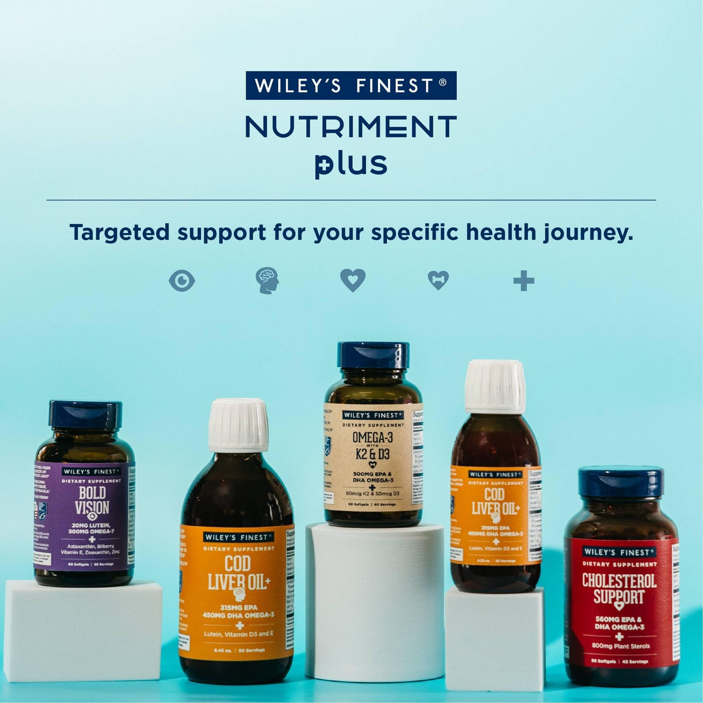 Wiley's Finest Wild Alaskan Fish Oil Vitamin K2 & D3 Softgels - 500mg of EPA and DHA Omega-3s for Bone and Heart Health Support - 120 Softgels (120 Servings) - Medaid International