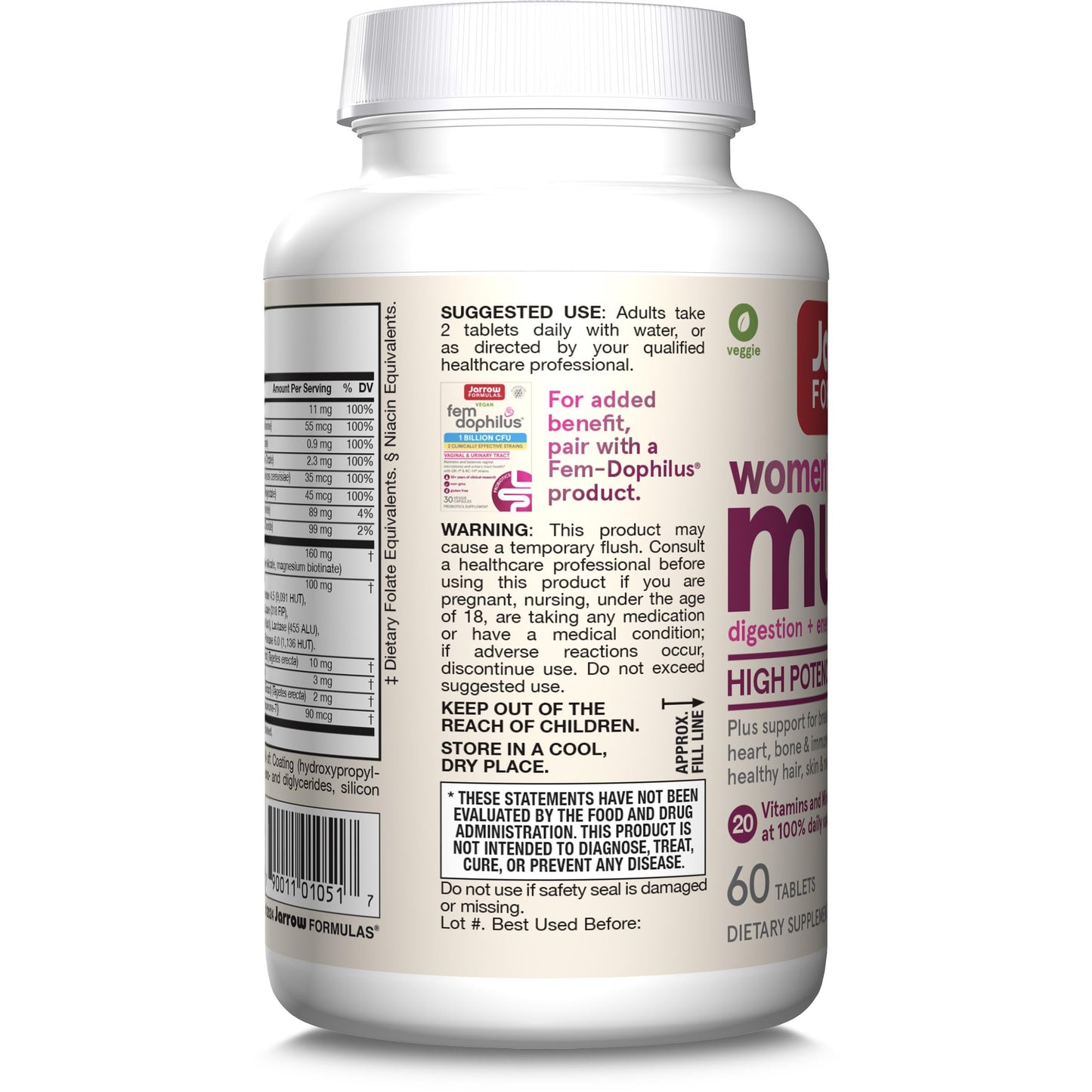 Jarrow Formulas Women's Multi+ Lustriva Hair Growth for Women, Vitamin A, D, Zinc & Lutein, 60 Tablets, 30 Day Supply - Medaid International