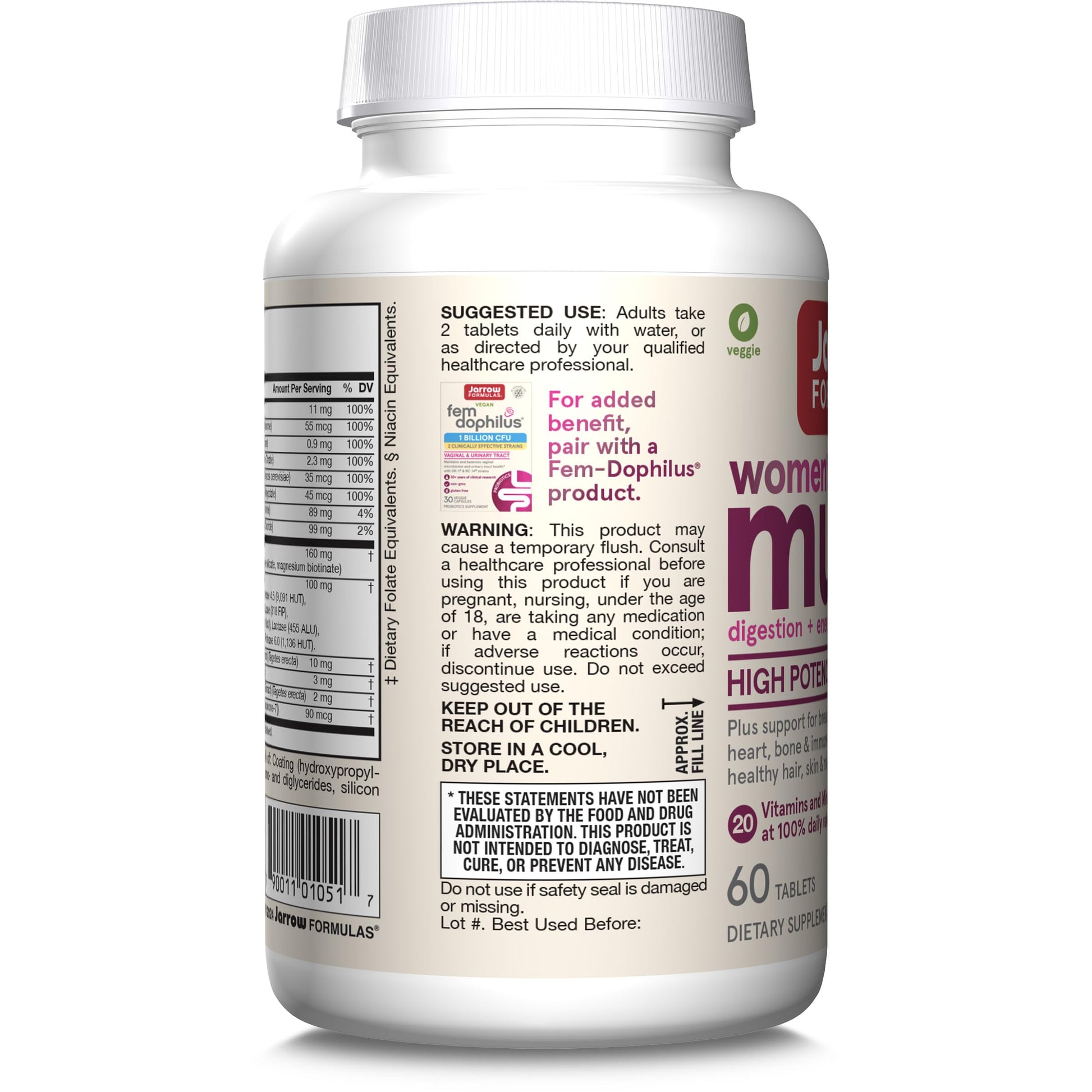 Jarrow Formulas Women's Multi+ Lustriva Hair Growth for Women, Vitamin A, D, Zinc & Lutein, 60 Tablets, 30 Day Supply - Medaid International
