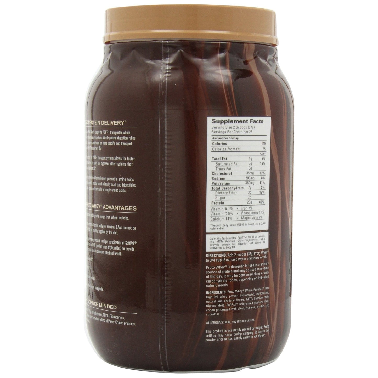 Power Crunch Whey Protein Powder, With Amino Acids, Protein Shakes with Delicious Taste, Double Chocolate, 2.1 LB - Medaid International