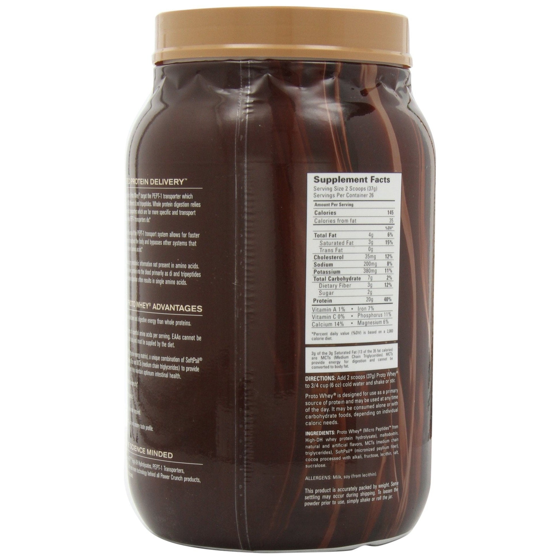 Power Crunch Whey Protein Powder, With Amino Acids, Protein Shakes with Delicious Taste, Double Chocolate, 2.1 LB - Medaid International