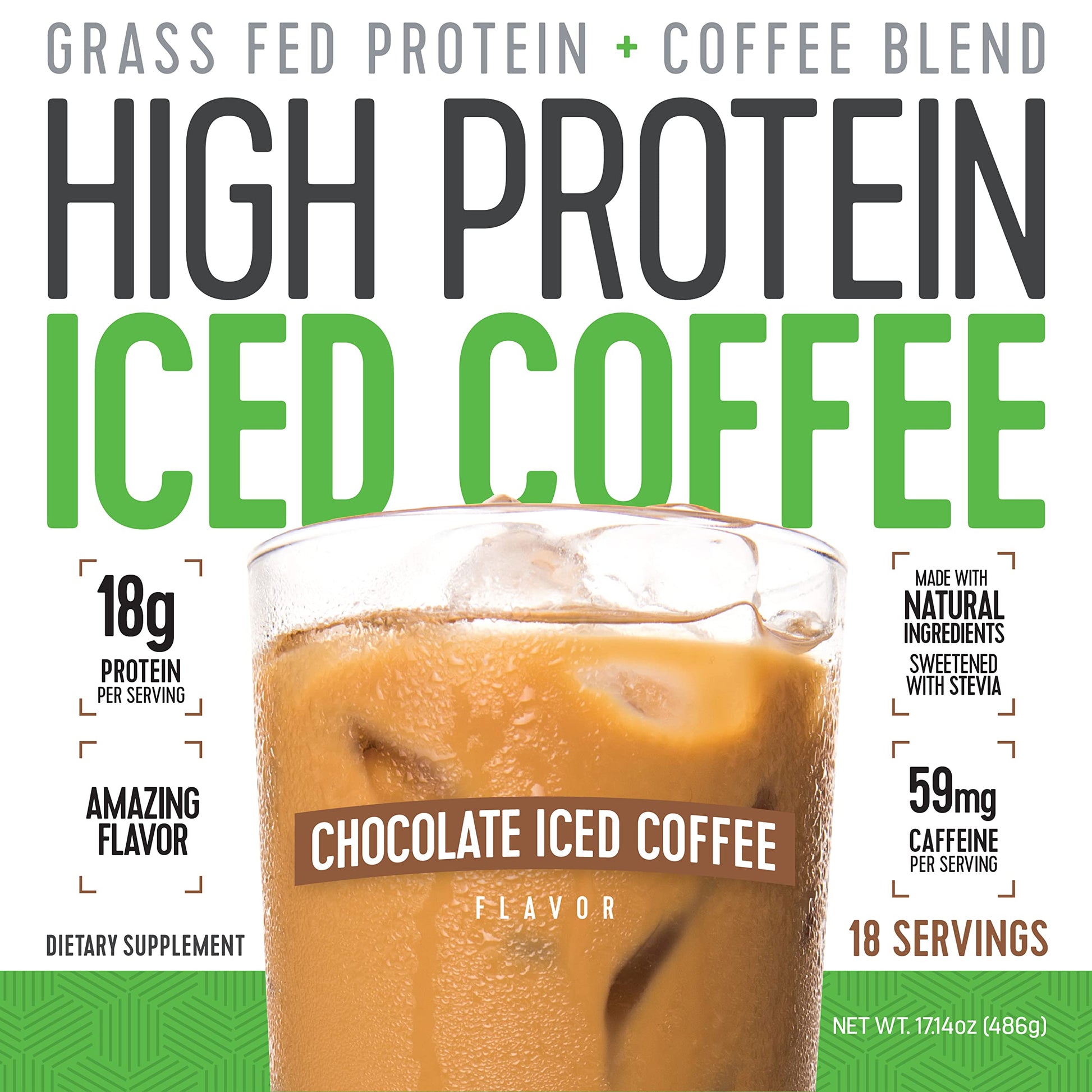 High Protein Coffee, Keto Friendly, 18g of Protein, 2g Carbs, Natural Ingredients (18 Servings, Chocolate Iced Coffee) - Medaid International