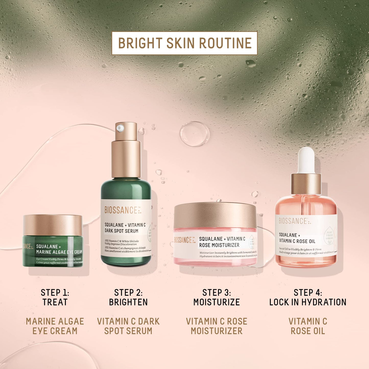 BIOSSANCE Squalane + Vitamin C Rose Face Moisturizer – Antioxidant-Rich Day/Night Face Lotion – Hydrates and Smooths Fine Lines – Even Skin Tone & Reduce Discoloration – For Radiant Skin, 1.69 Fl Oz - Medaid International