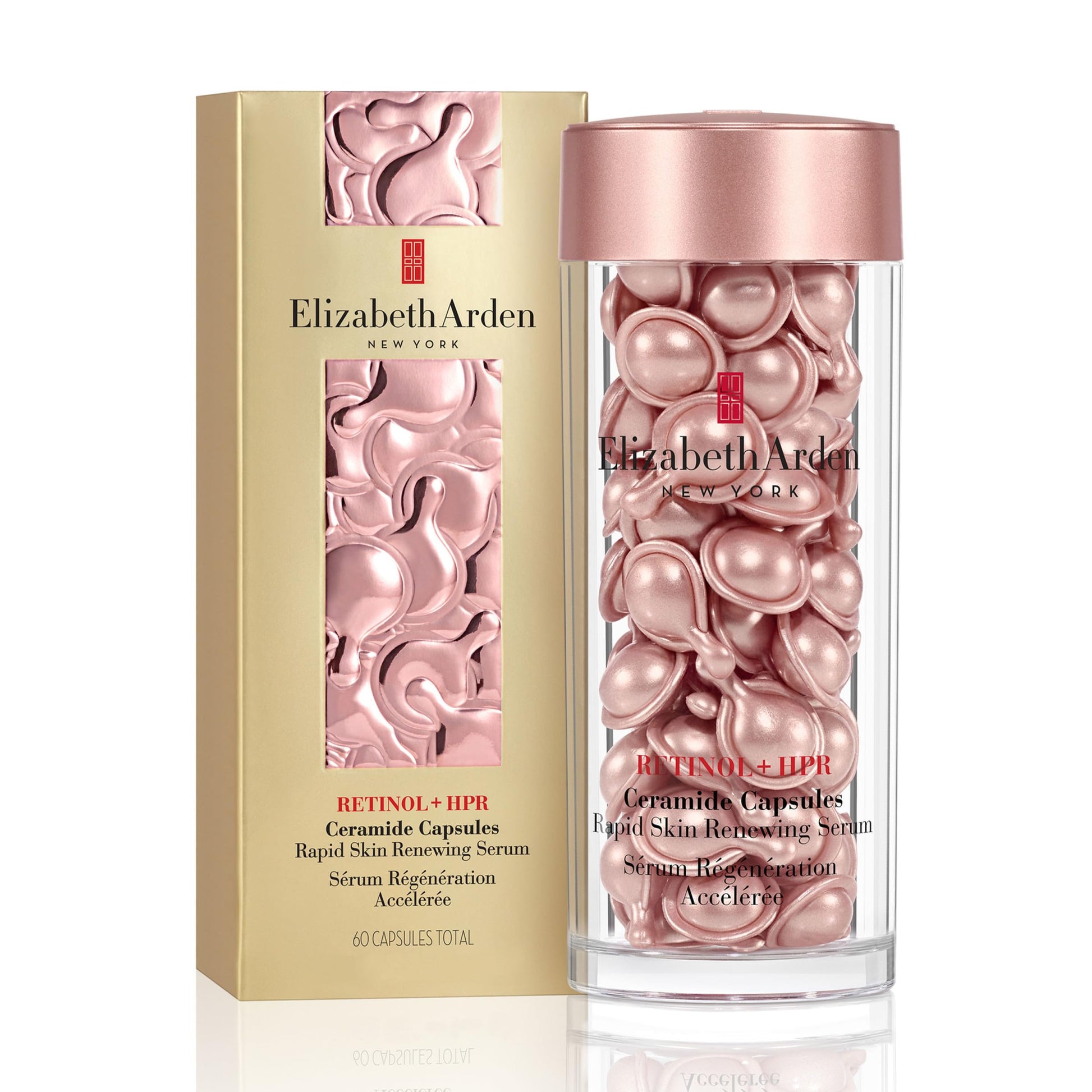 Elizabeth Arden Retinol + HPR Ceramide Rapid Skin Renewing Anti-Aging Face Serum Capsules, Fine Lines & Wrinkles Treatment with Peptides, Vitamin E, & Niacinamide, 60 Count - Medaid International