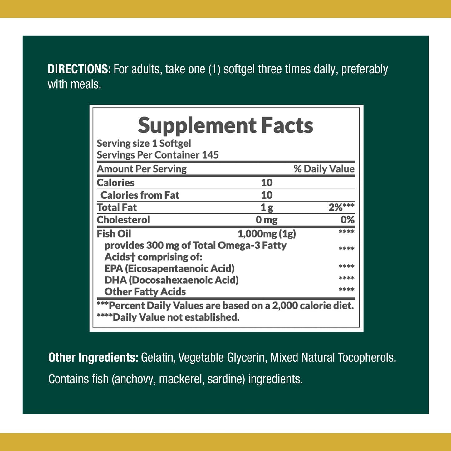 Nature's Bounty Fish Oil Omega-3 1000 mg Softgels 145 ea - Medaid International