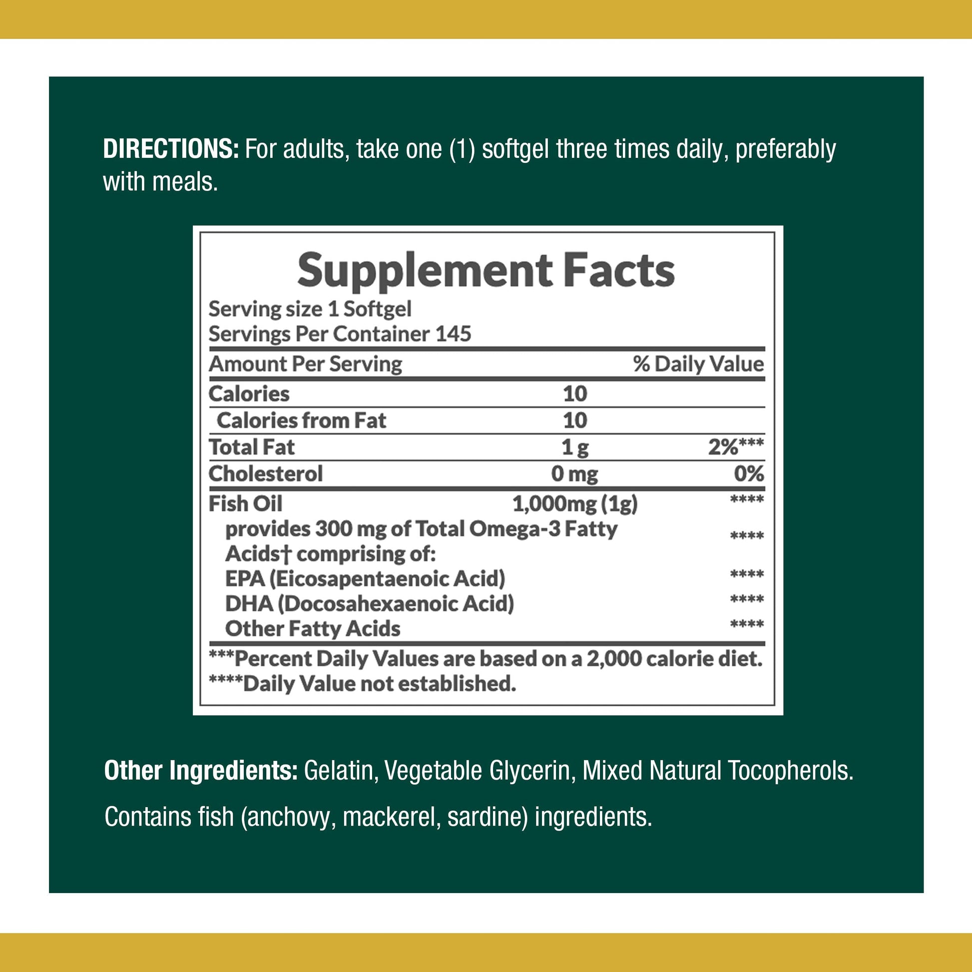 Nature's Bounty Fish Oil Omega-3 1000 mg Softgels 145 ea - Medaid International
