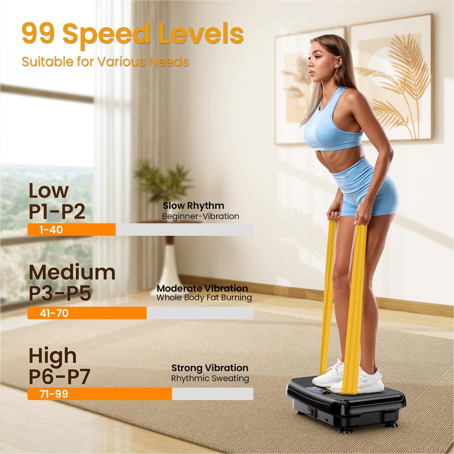 TISSCARE Vibration Plate Exercise Machine Mini Vibrating Plates for Sedentary Users, Helpful for Lymphatic Drainage and Weight Loss, 400Lbs Capacity Full Body Power Shake Workout Platform for Home