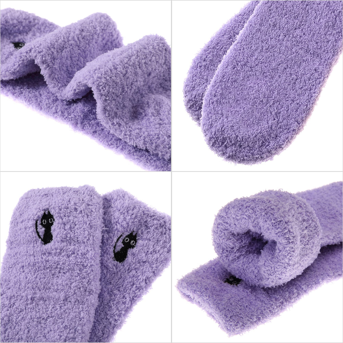 Womens Fuzzy Slipper Socks, Coral Fleece, 5 Pairs, US Sizes 5-10