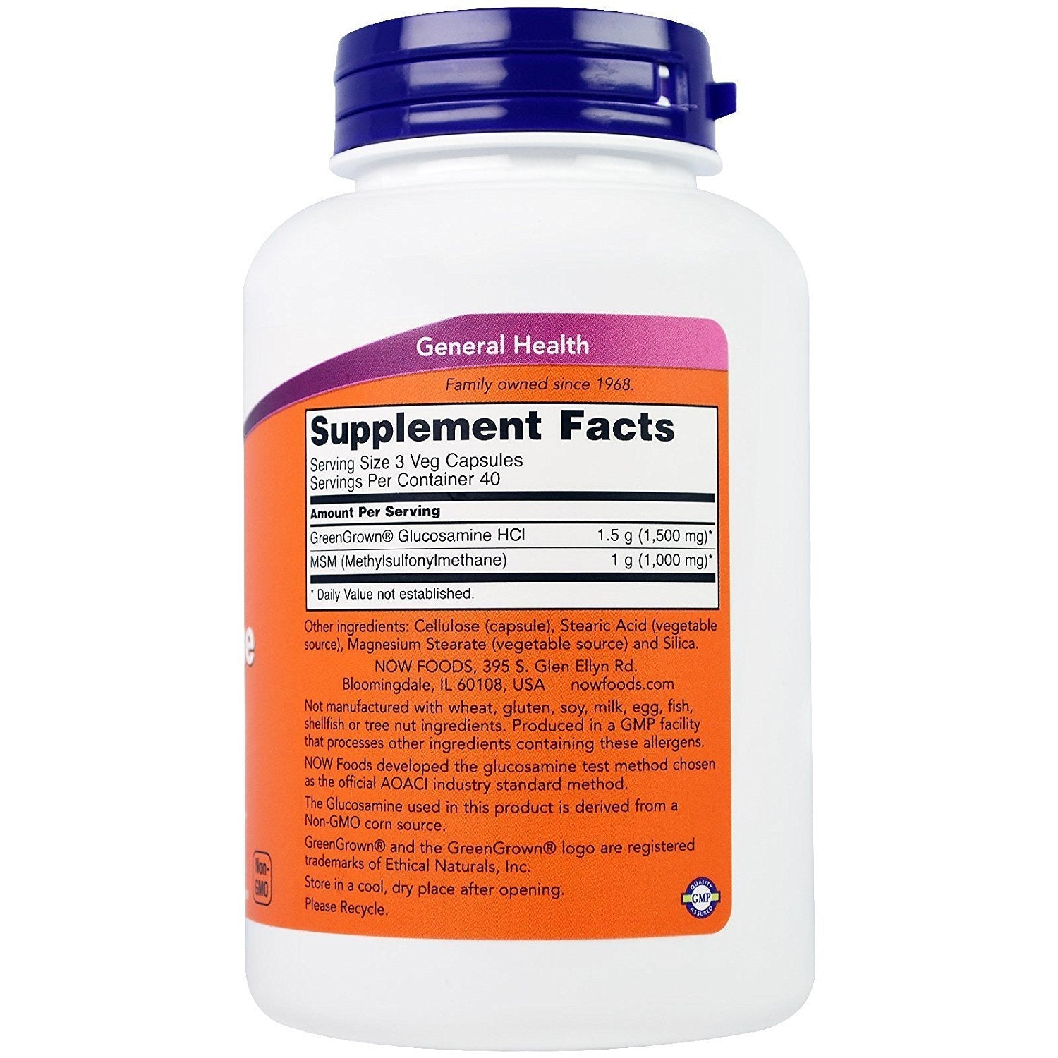 Now Foods, Glucosamine Hydrochloridevegetarian 500mg, 120 Veggie Capsules - Medaid International