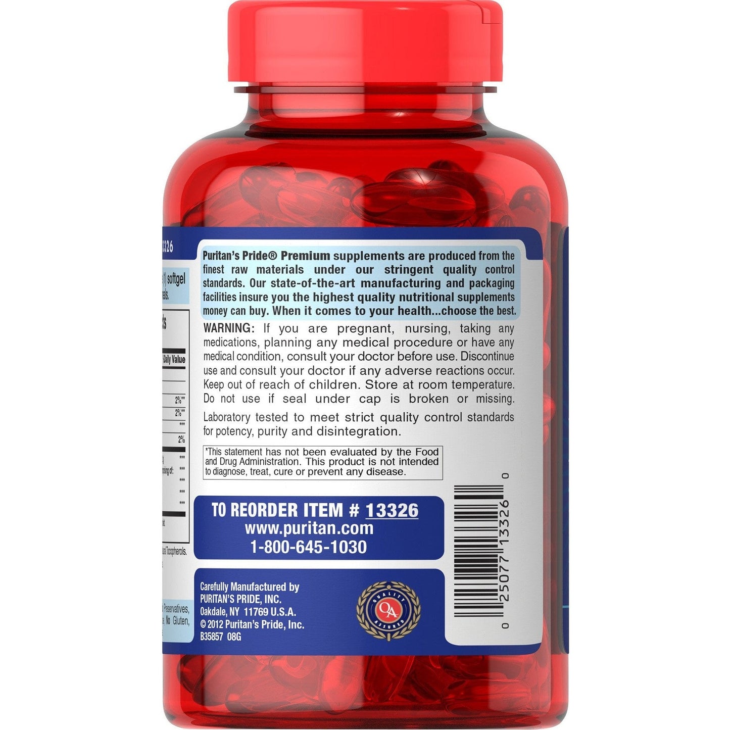 Puritan's Pride Omega-3 Fish Oil 1200 mg (360 mg Active Omega-3) - 100 Softgels - Medaid International